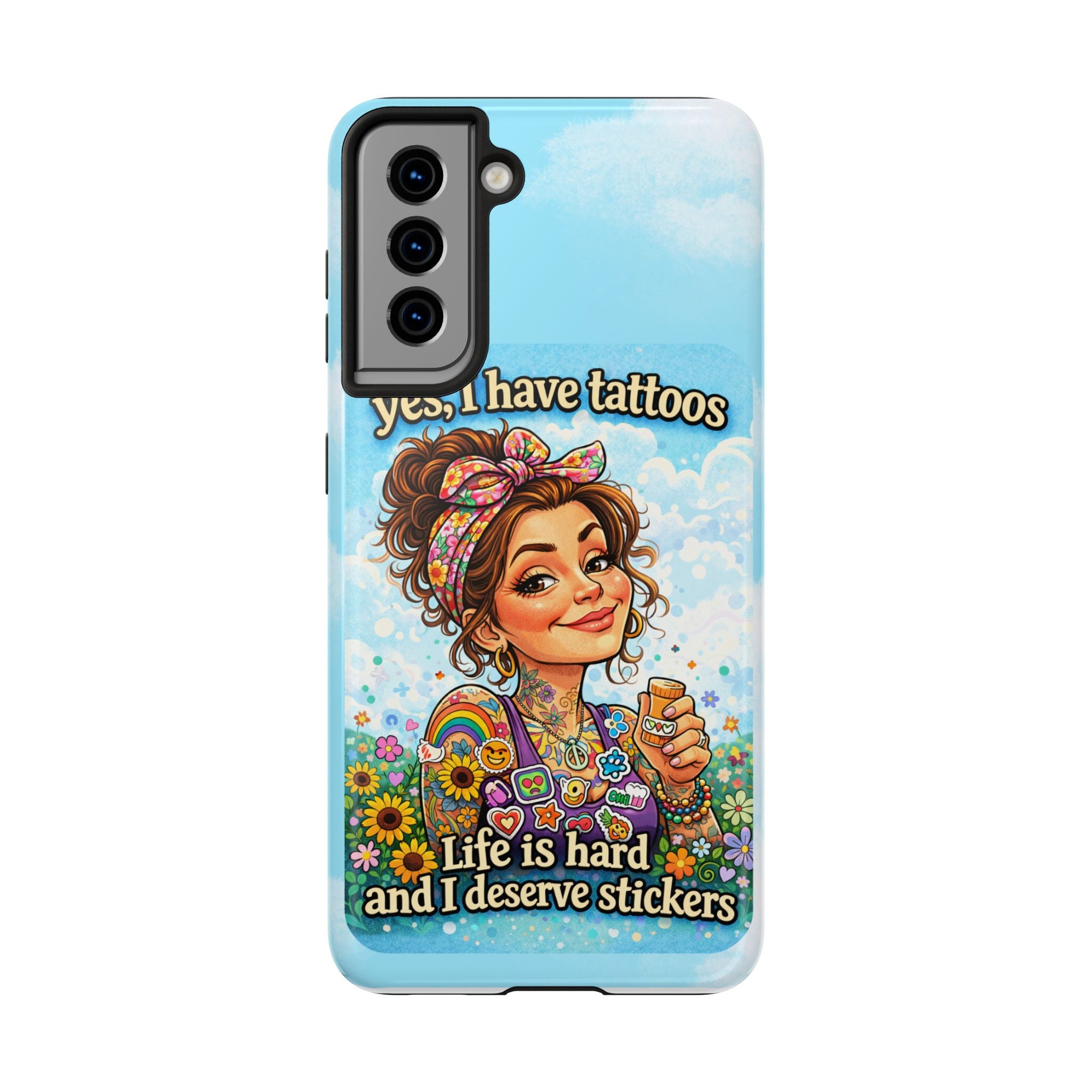 Phone Case — “Yes, I Have Tattoos” Floral Sticker-Loving Protective Case