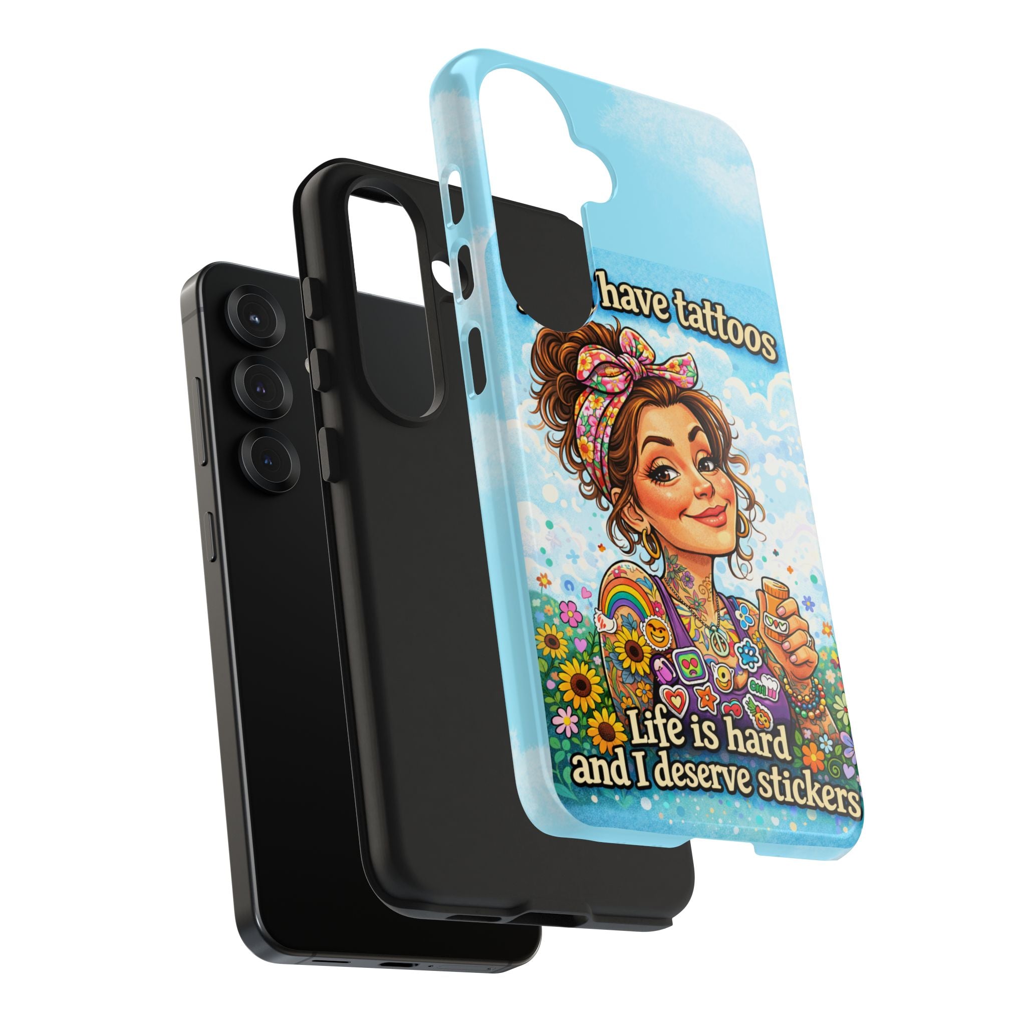 Phone Case — “Yes, I Have Tattoos” Floral Sticker-Loving Protective Case