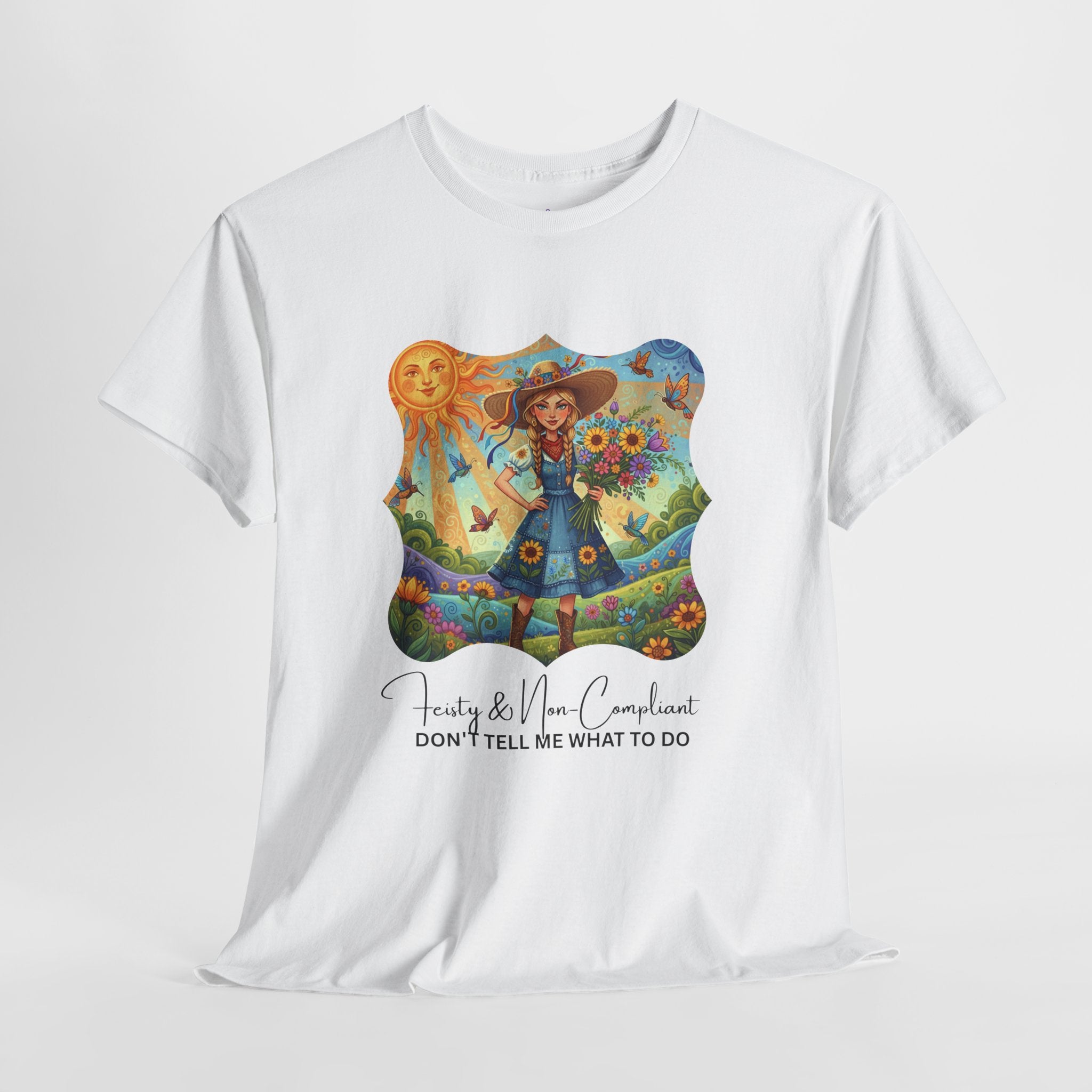Summer Sunflower Scarecrow T-Shirt — "Don't Tell Me What To Do" Graphic Tee