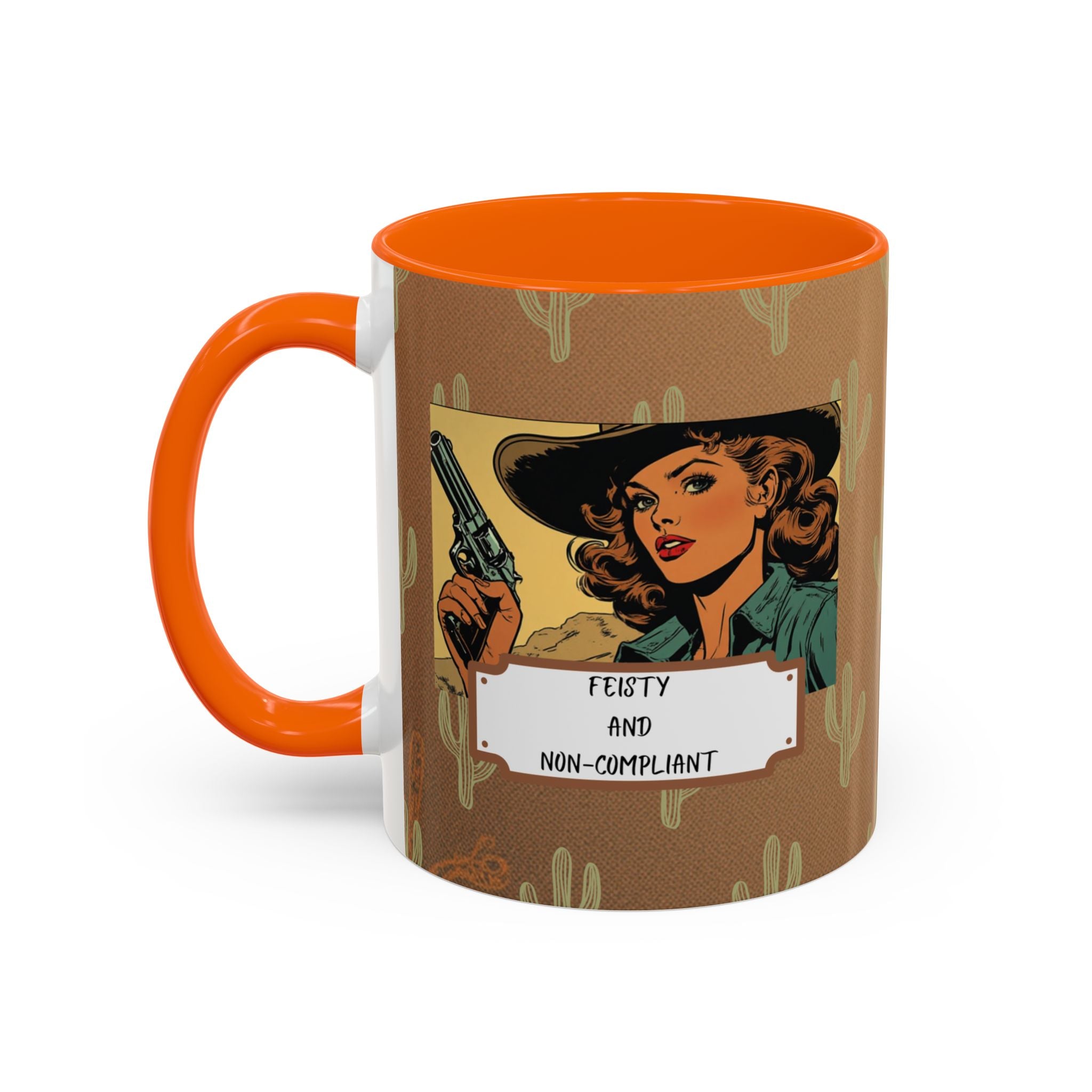 Feisty & Non-Compliant with a Southwest Flare Coffee Mug – Rustic Desert Pattern