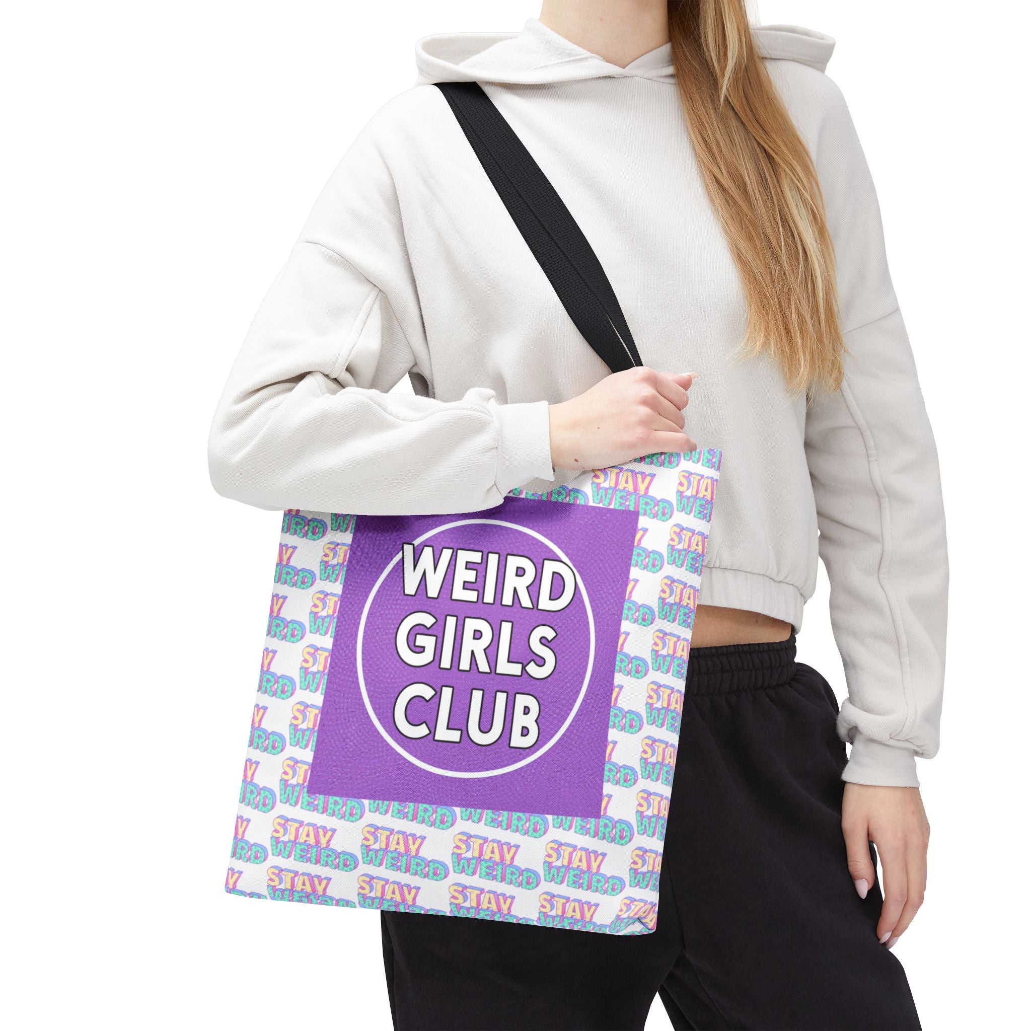 Weird Girls Club Tote Bag – 'Stay Weird' Pattern All-Over Print