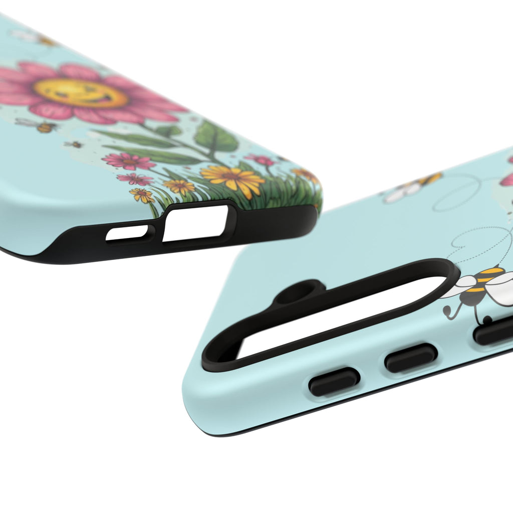 Cute Bee & Smiley Flower Phone Case — Floral Garden Protective Cover