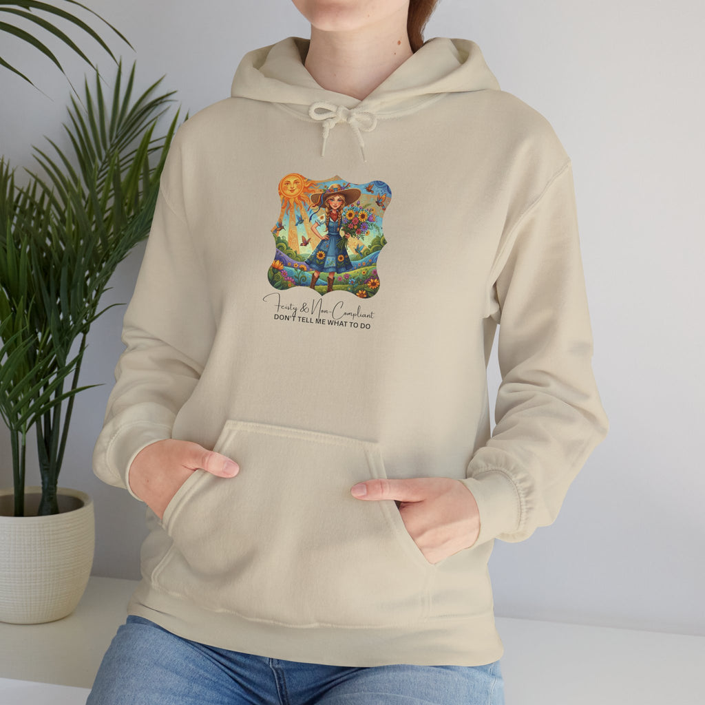 Whimsical Garden Hoodie — "FEISTY" Illustrated Comfort Sweatshirt