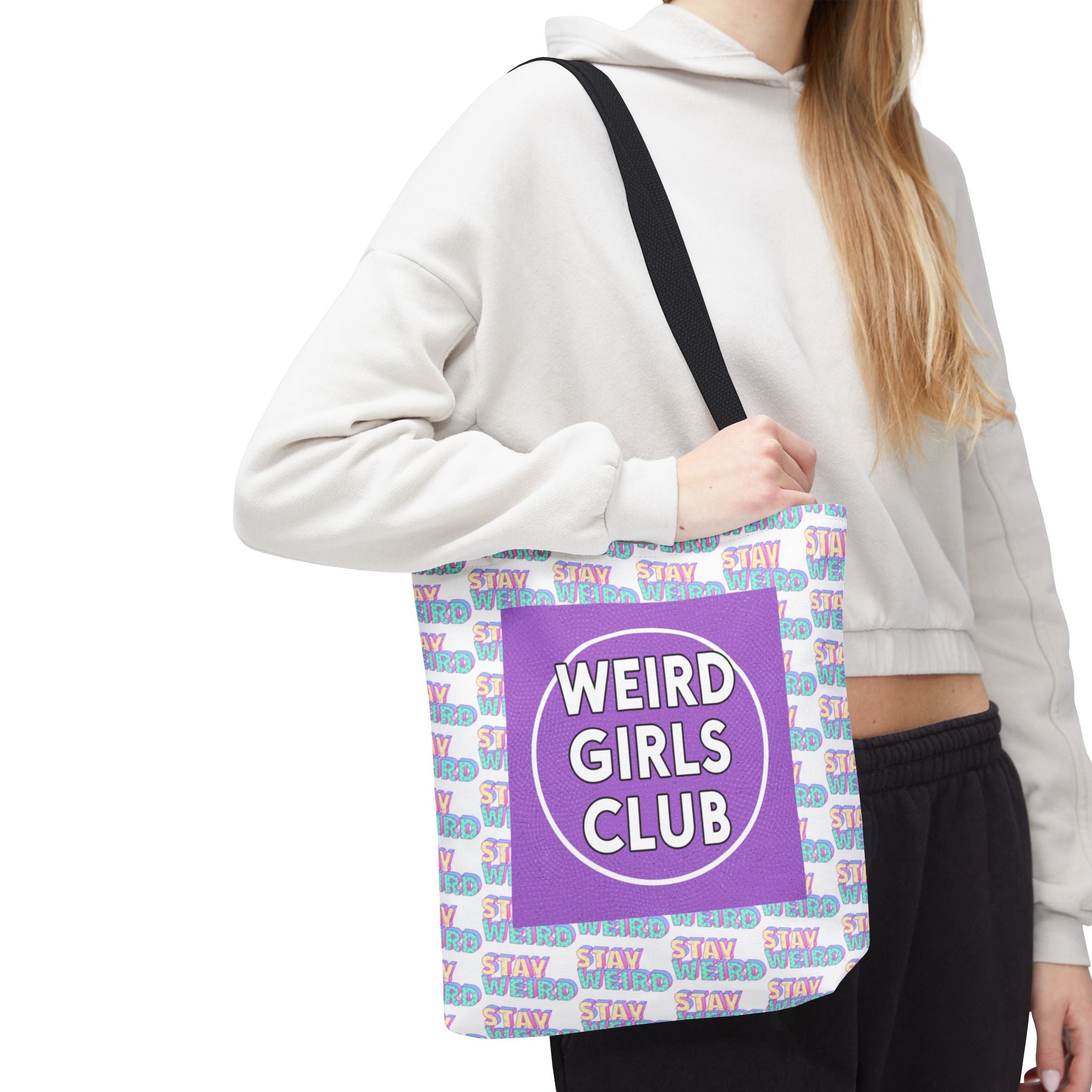 Weird Girls Club Tote Bag – 'Stay Weird' Pattern All-Over Print