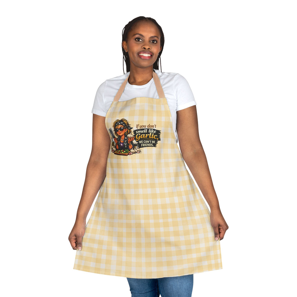 Garlic Lovers Apron — "If You Don't Smell Like Garlic, We Can't Be Friends" Yellow Gingham