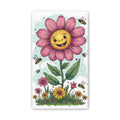 Happy Flower Canvas Print – Smiling Daisy Wall Art with Bees (Canvas Stretched 0.75")