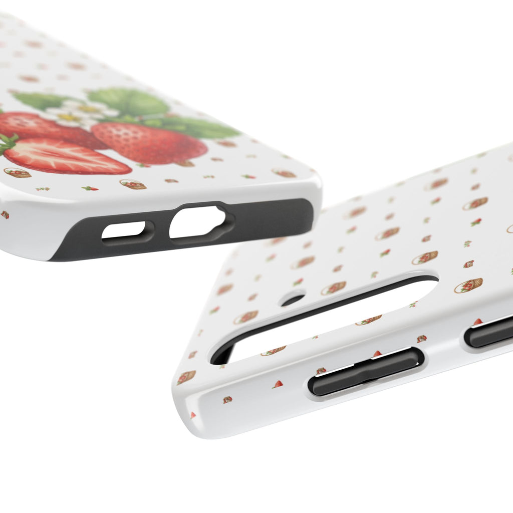 Strawberry Pattern Tough Phone Case — Vintage Botanical Fruit Design
