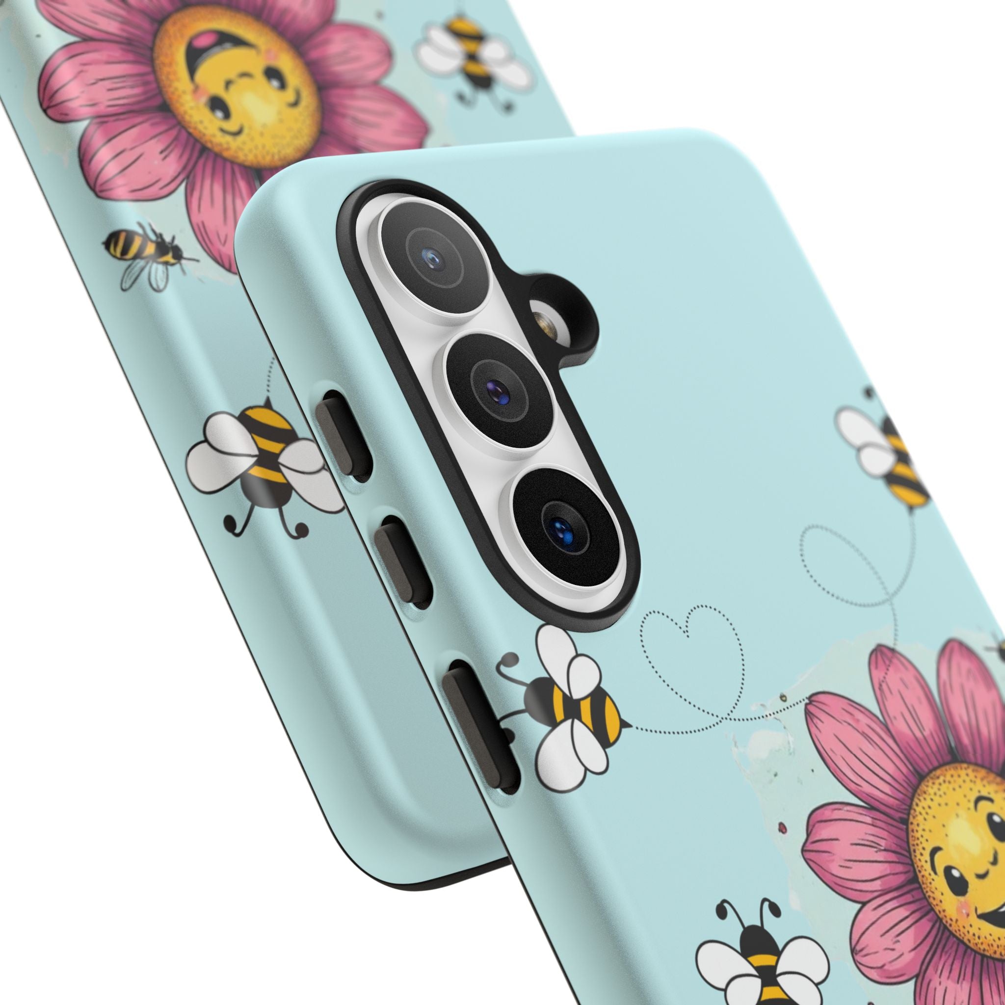 Cute Bee & Smiley Flower Phone Case — Floral Garden Protective Cover