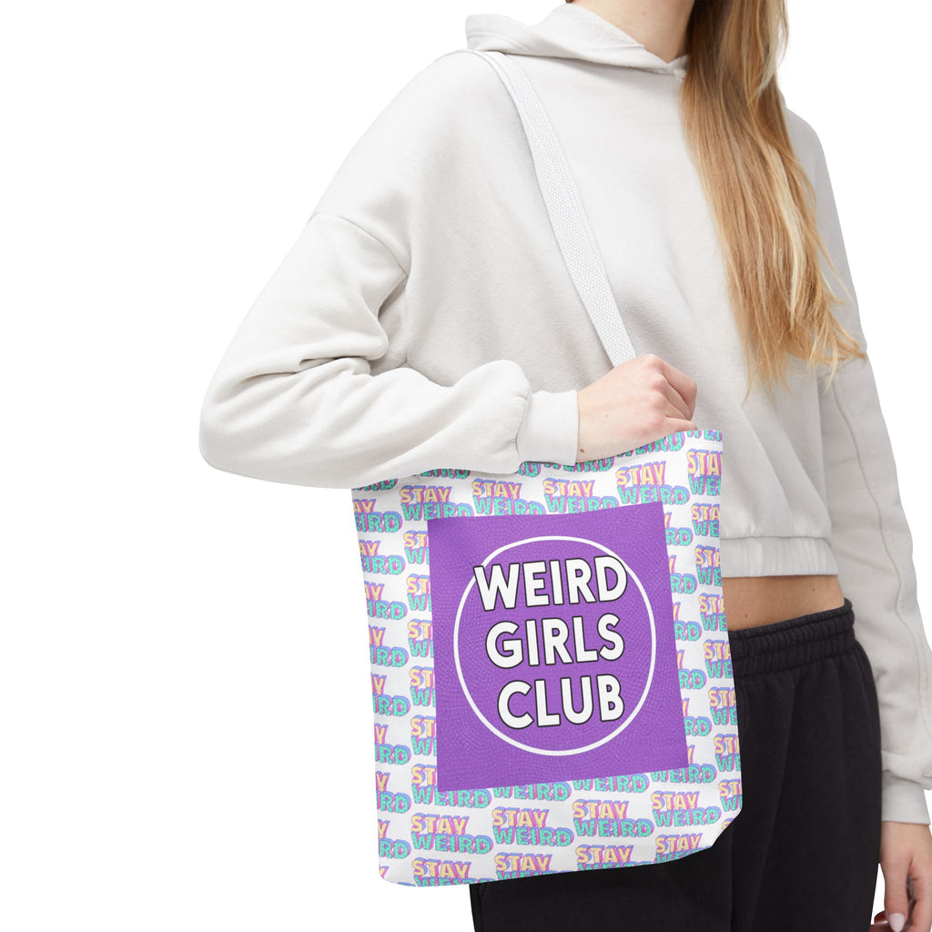 Weird Girls Club Tote Bag – 'Stay Weird' Pattern All-Over Print