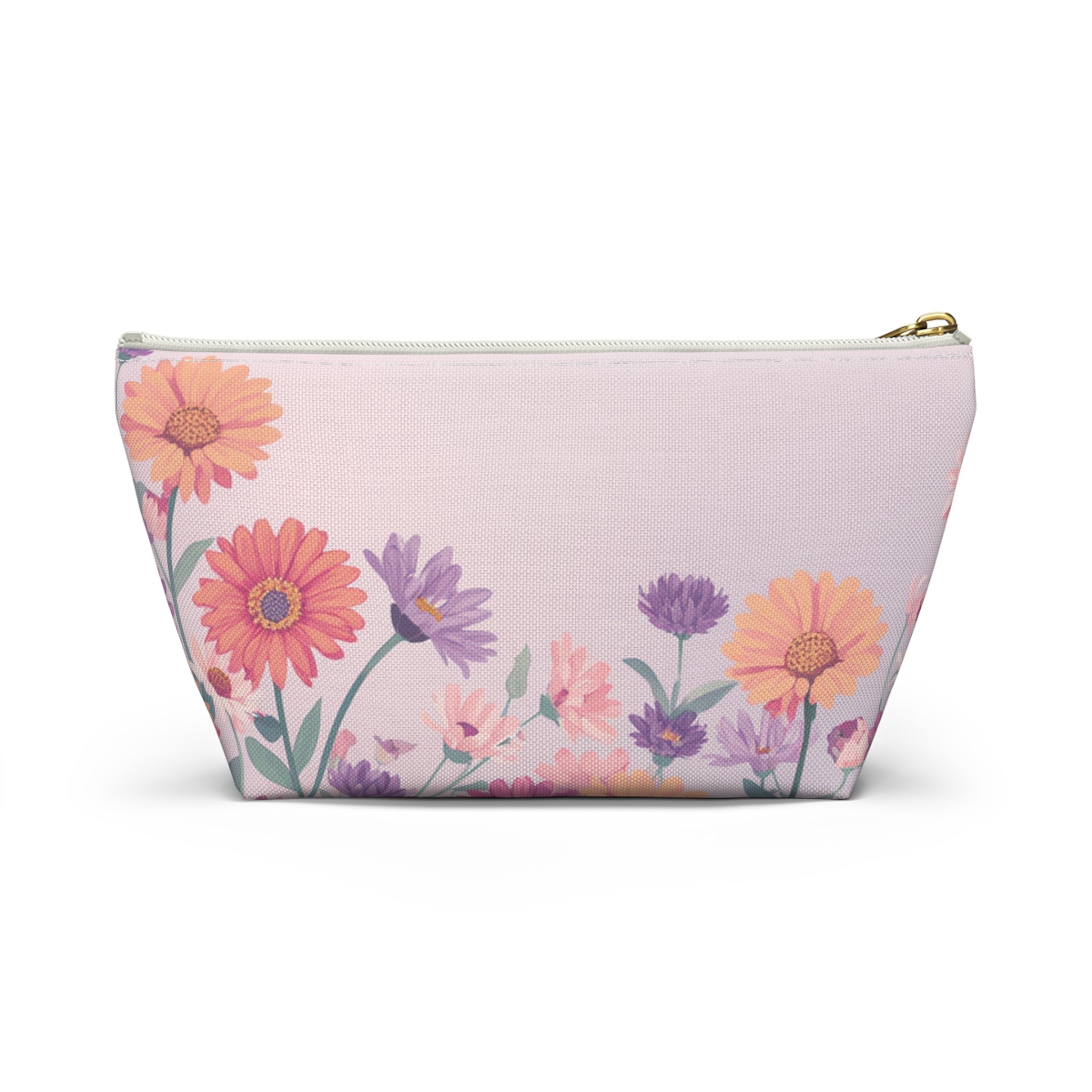 Frog in Bloom "Momma's Garden Bag" Floral Accessory Pouch — Cute Zippered Bag with T‑Bottom
