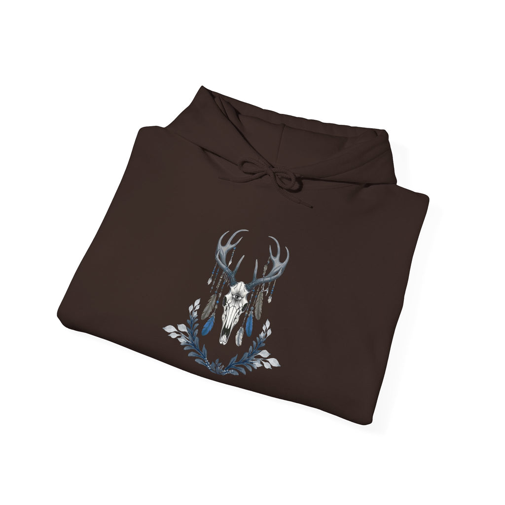 Deer Antler Floral Hoodie – Woodland Nature Graphic Sweatshirt