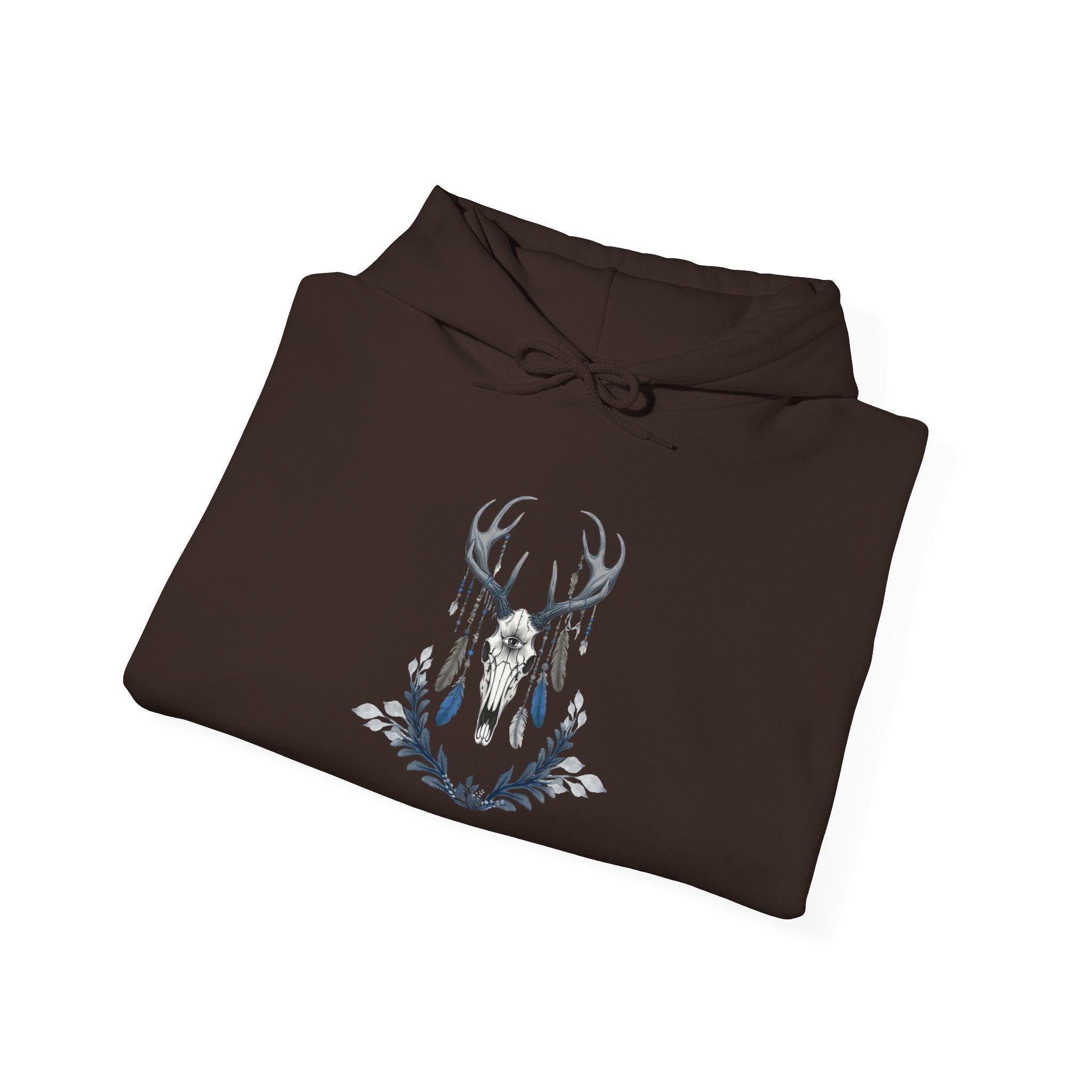 Deer Antler Floral Hoodie – Woodland Nature Graphic Sweatshirt