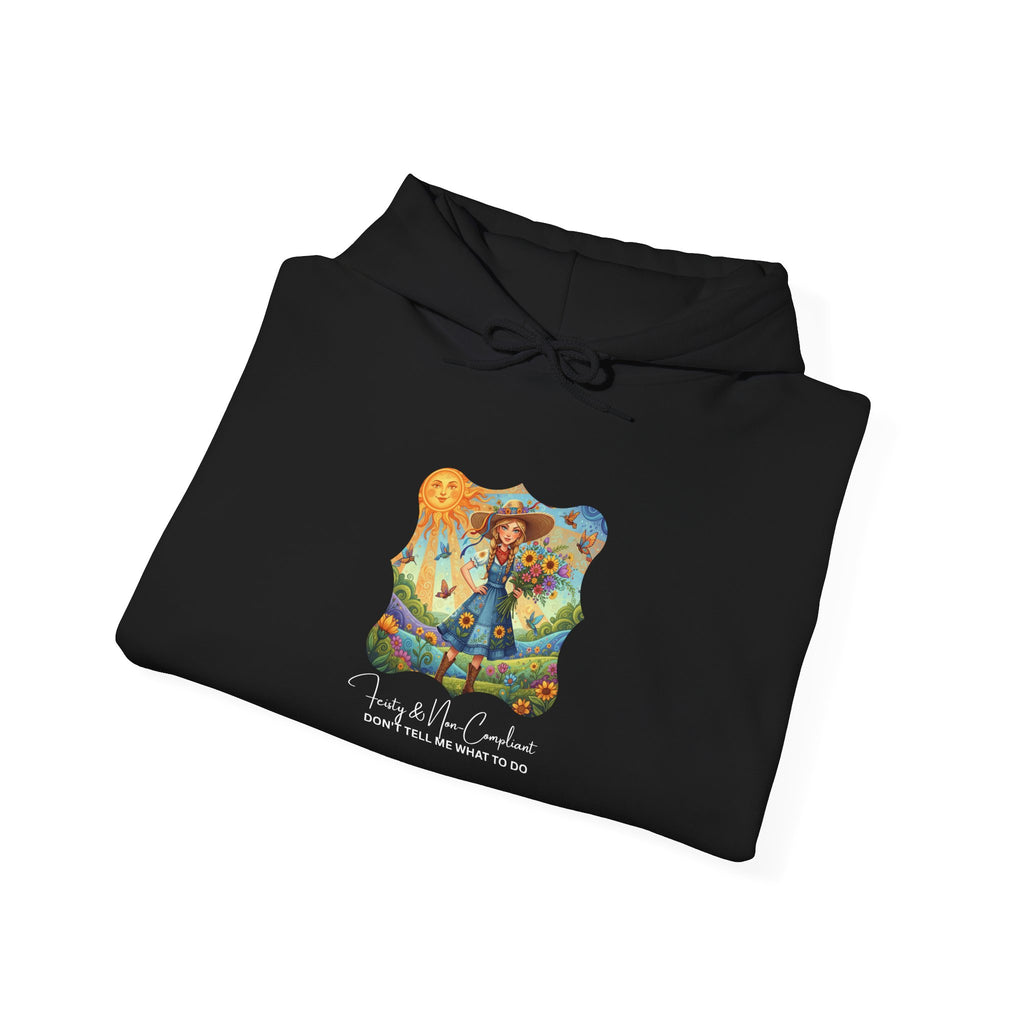 Whimsical Garden Hoodie — "FEISTY" Illustrated Comfort Sweatshirt