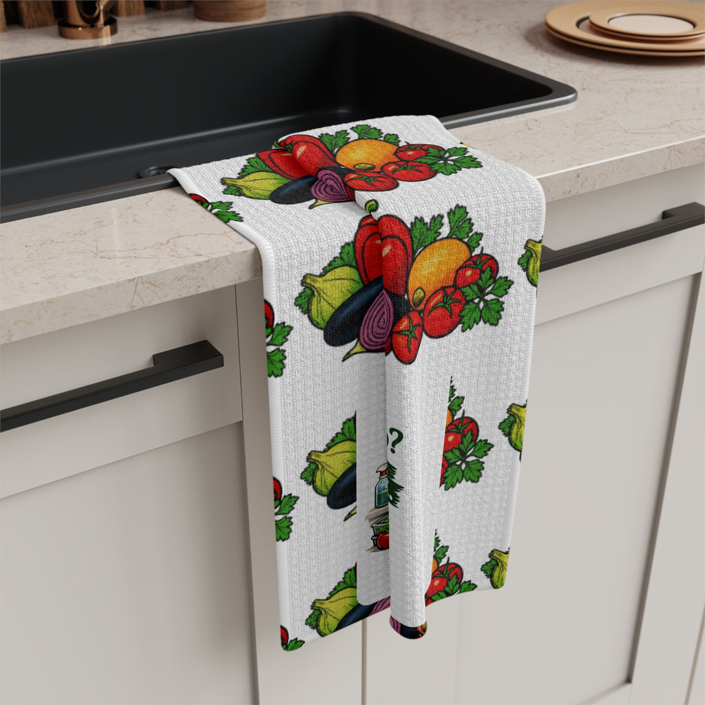 Meal Prep Vegetable Pattern Microfiber Tea Towel — "Meal Prep? I Barely Meal Cope"
