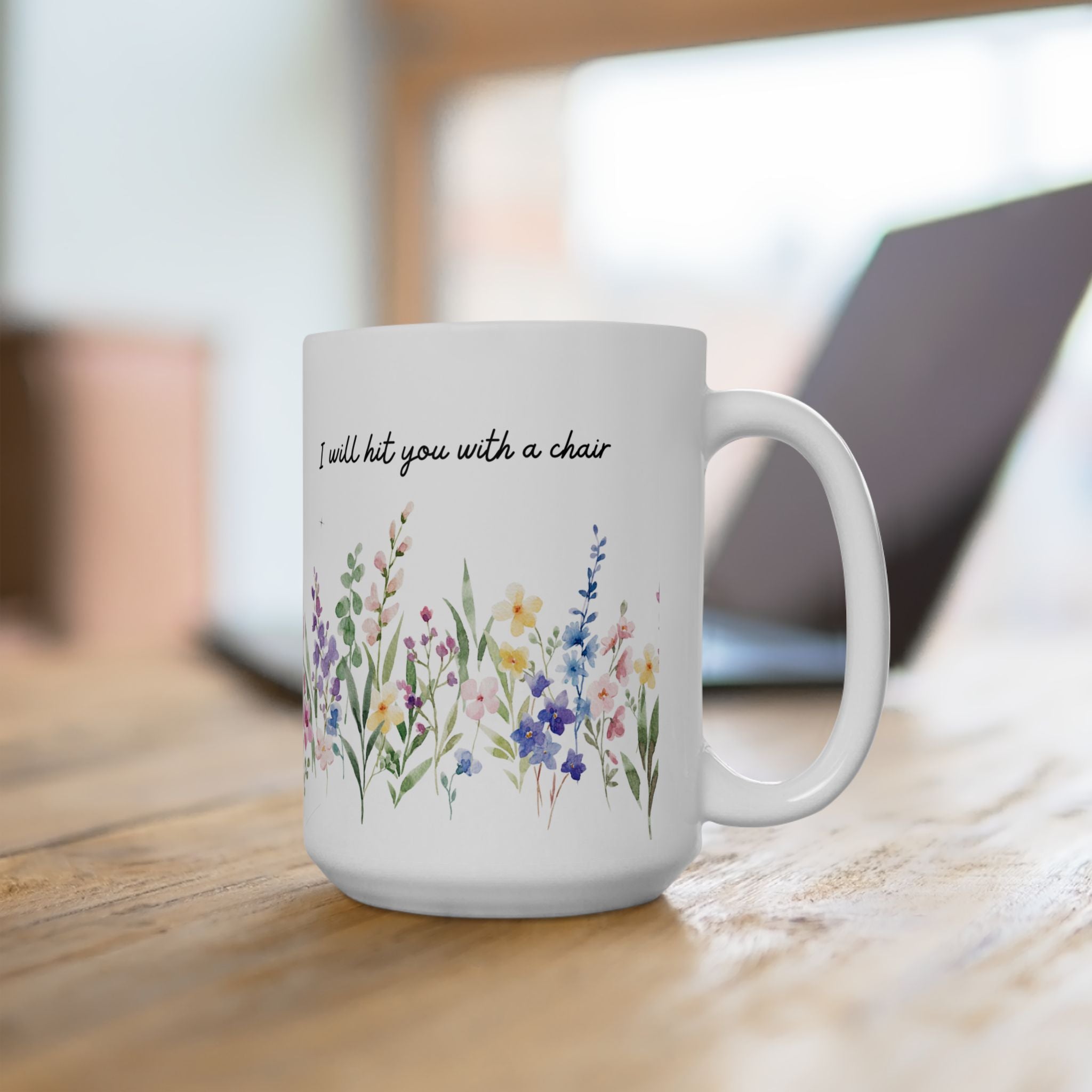 Floral Encouragement Ceramic Mug – Watercolor Wildflower Tea Coffee Cup (15oz)