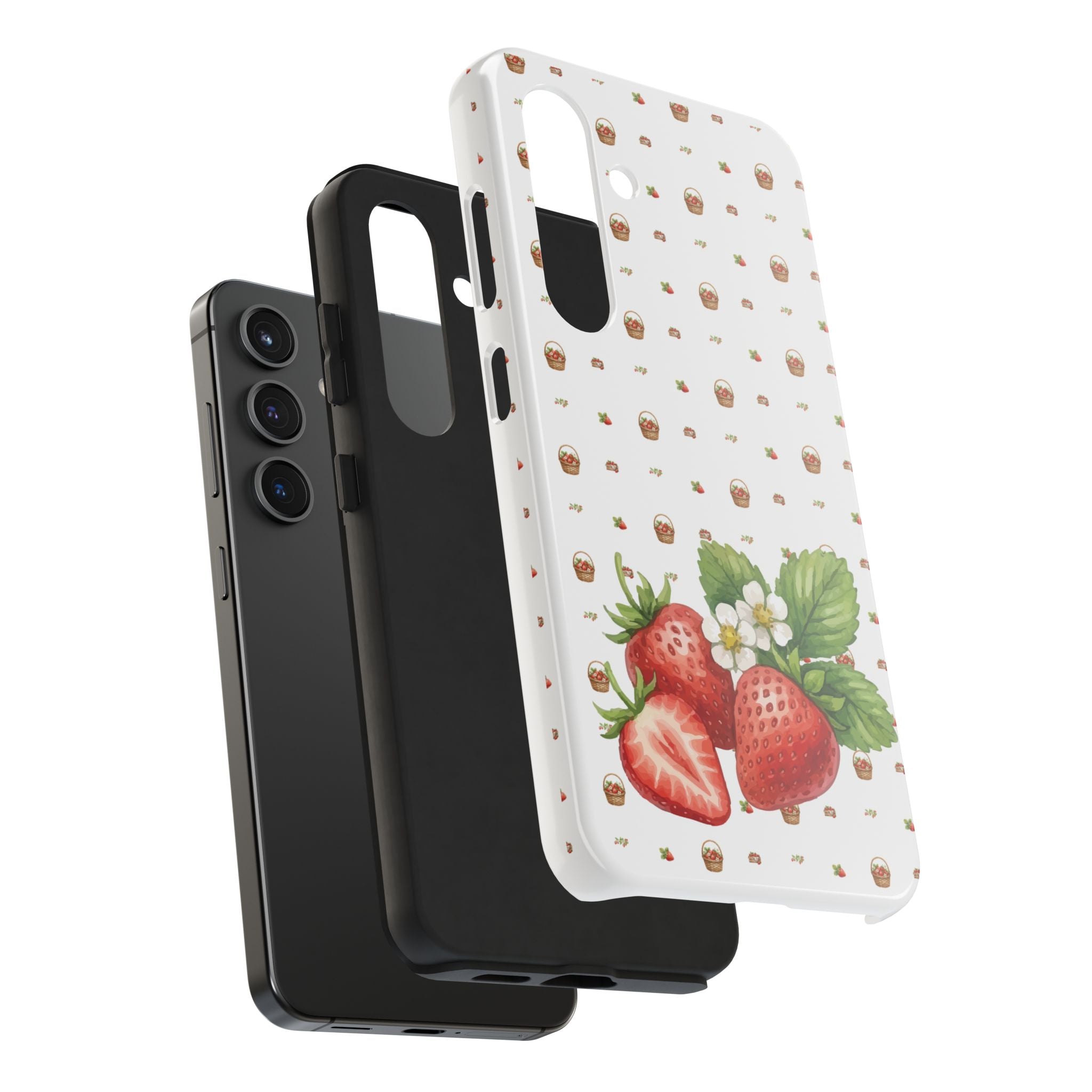 Strawberry Pattern Tough Phone Case — Vintage Botanical Fruit Design
