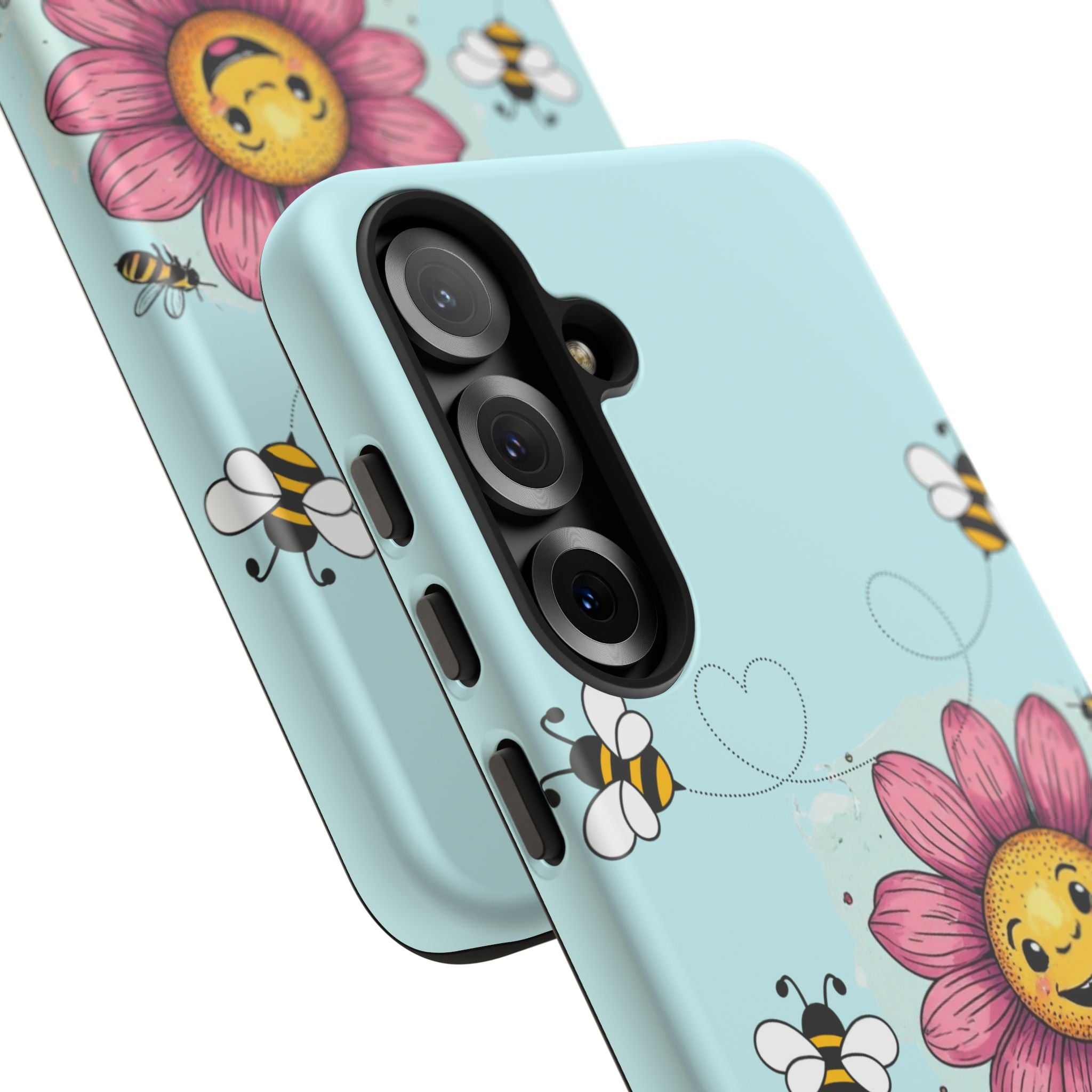 Cute Bee & Smiley Flower Phone Case — Floral Garden Protective Cover