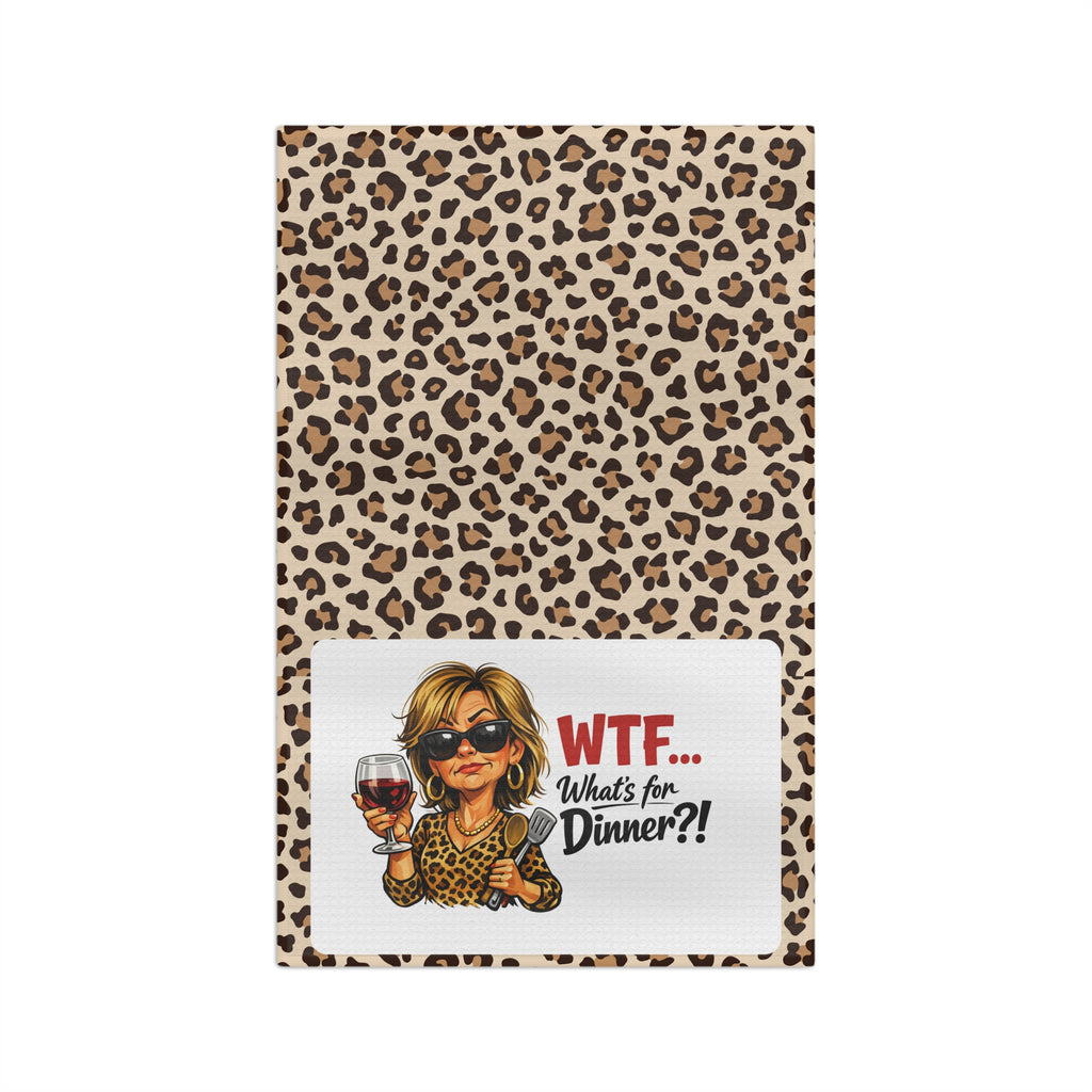 Leopard 'WTF... What's for Dinner?!' Microfiber Tea Towel