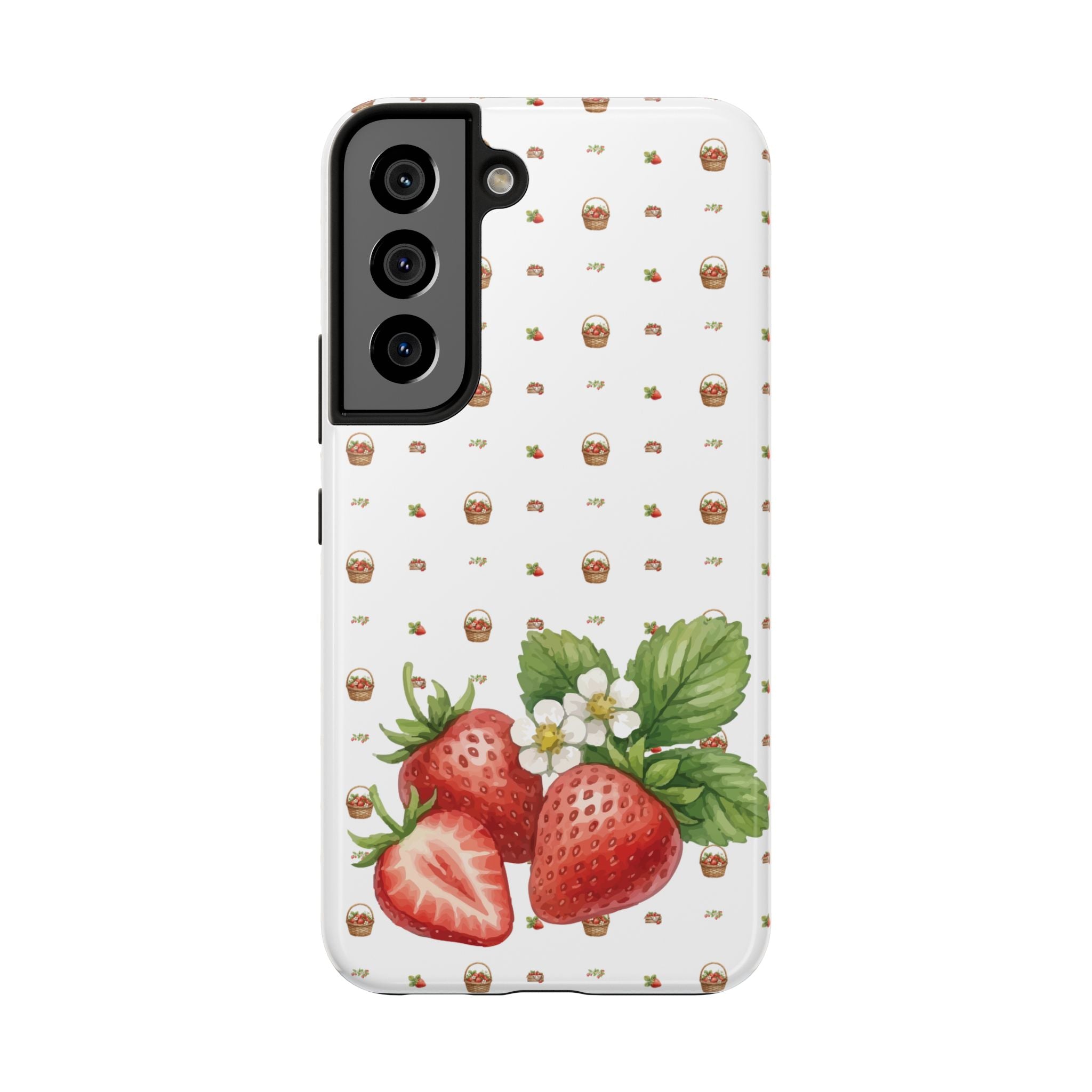 Strawberry Pattern Tough Phone Case — Vintage Botanical Fruit Design