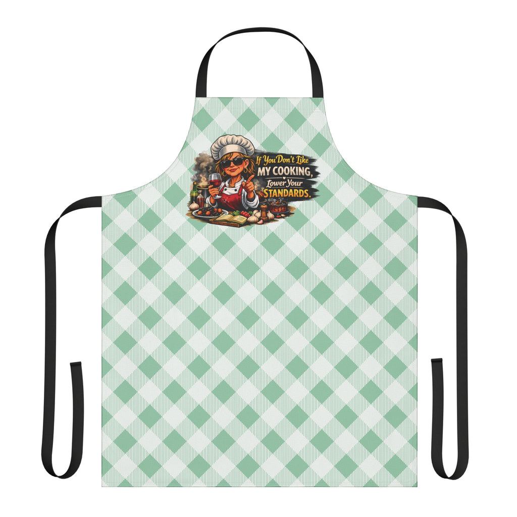 Funny Grandma Cooking Apron – "If You Don't Like My Cooking" Lower Your Standards, Gingham Kitchen Apron