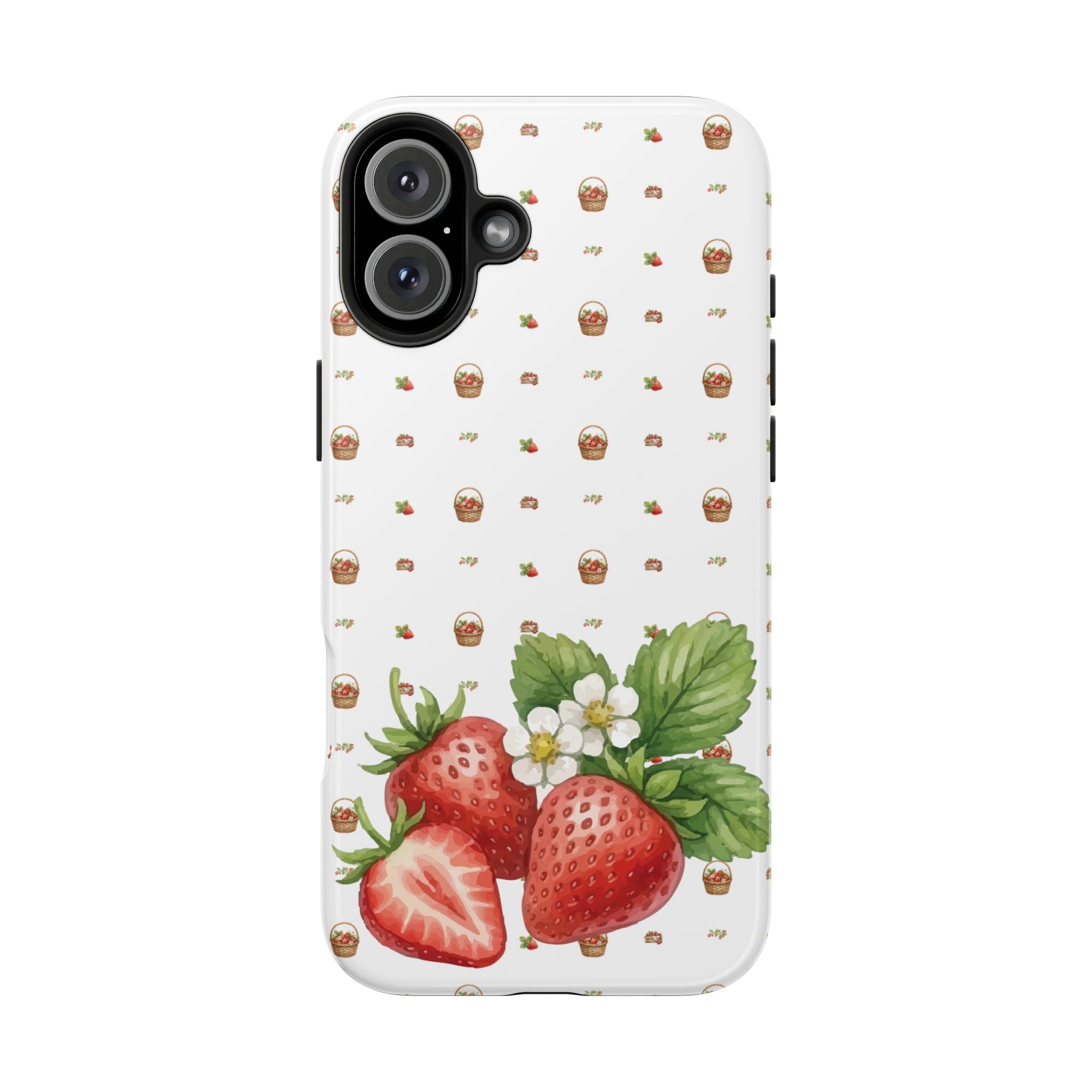 Strawberry Pattern Tough Phone Case — Vintage Botanical Fruit Design