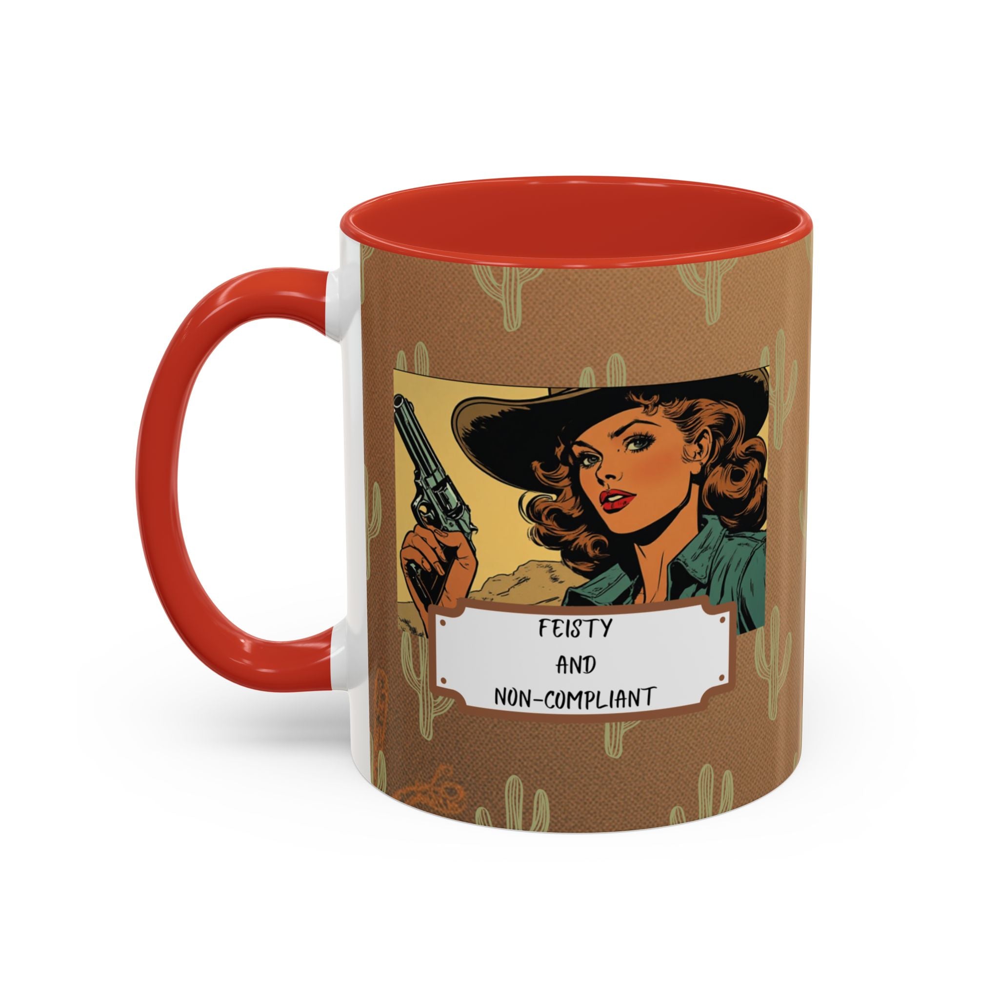 Feisty & Non-Compliant with a Southwest Flare Coffee Mug – Rustic Desert Pattern
