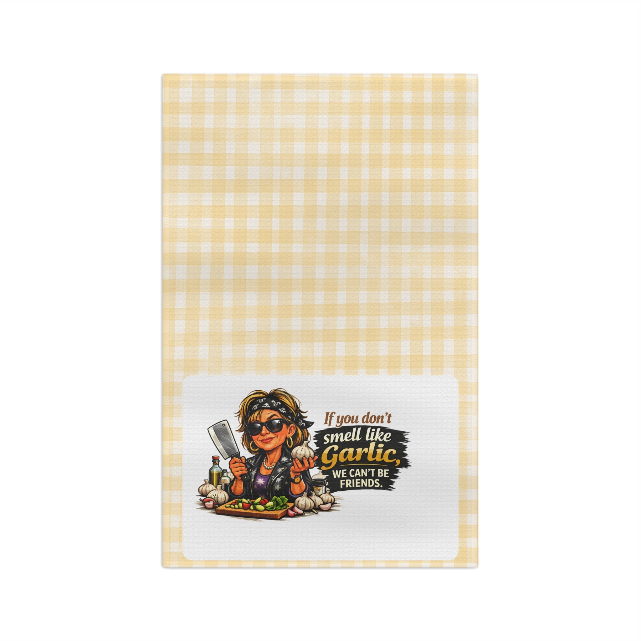 Garlic Lover Tea Towel – "If You Don't Smell Like Garlic We Can't Be Friends" Microfiber Kitchen Towel