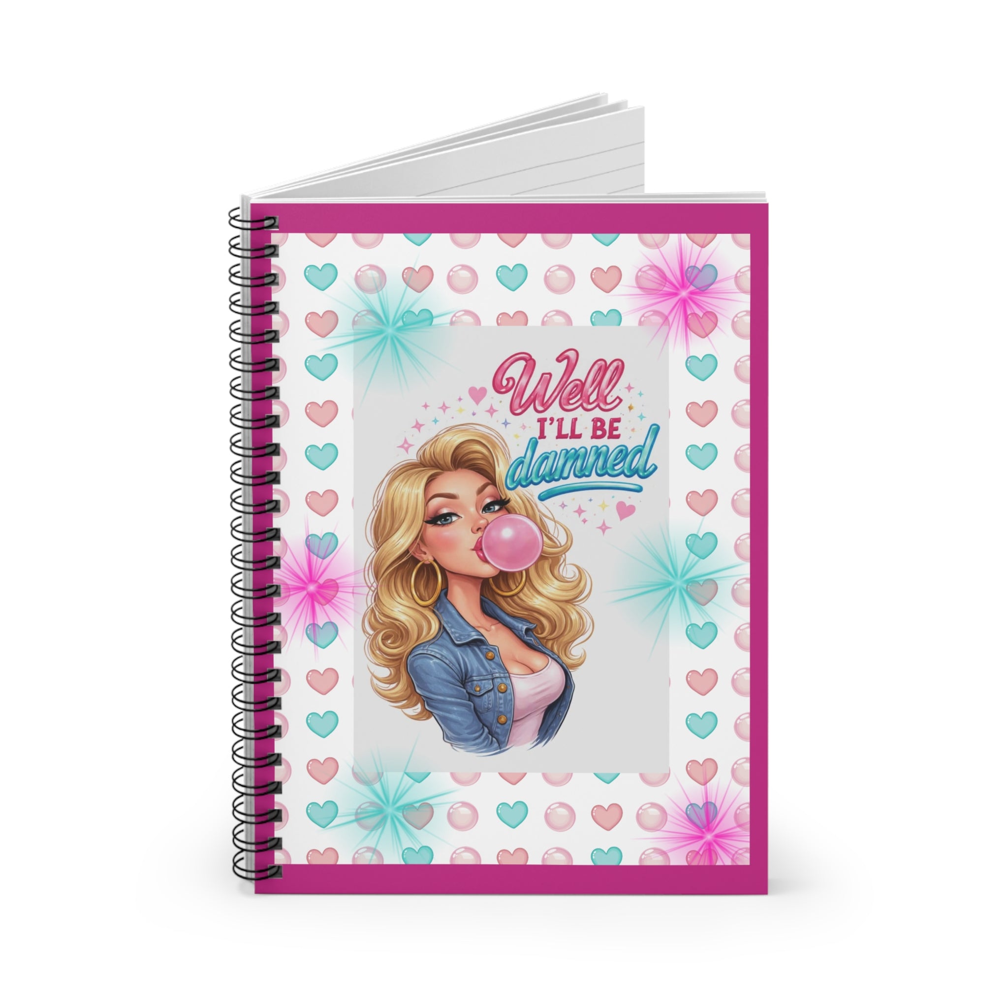 Bubblegum Babe Spiral Notebook — "Well I'll Be Damned" Ruled Journal