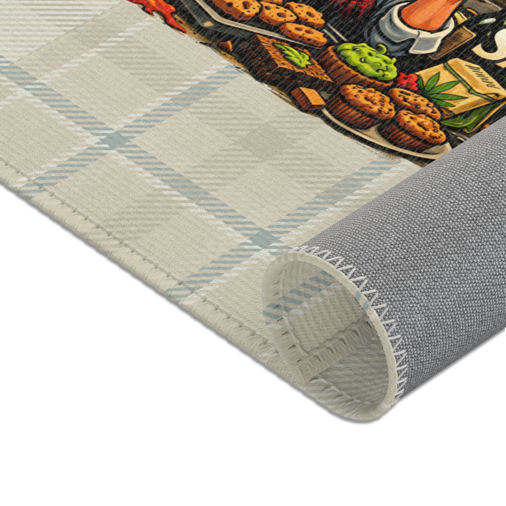 Kitchen Sarcasm Area Rug – Funny Chef Plaid Welcome Mat