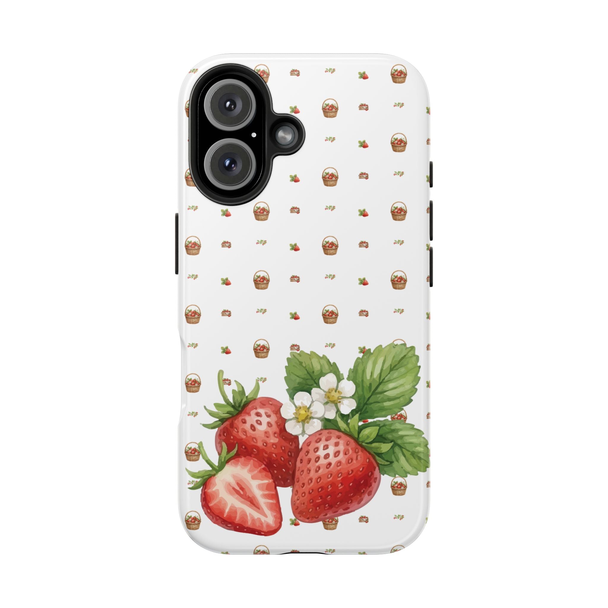 Strawberry Pattern Tough Phone Case — Vintage Botanical Fruit Design