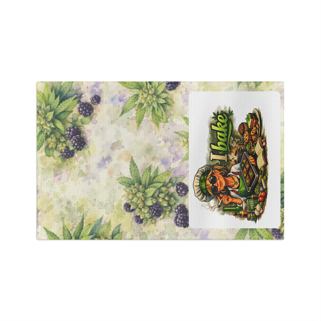 Blackberry Kitchen Tea Towel — "I Bake" Illustrated Baker Microfiber Towel