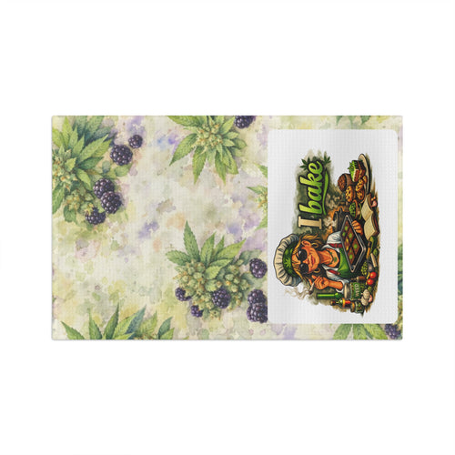 Blackberry Kitchen Tea Towel — "I Bake" Illustrated Baker Microfiber Towel