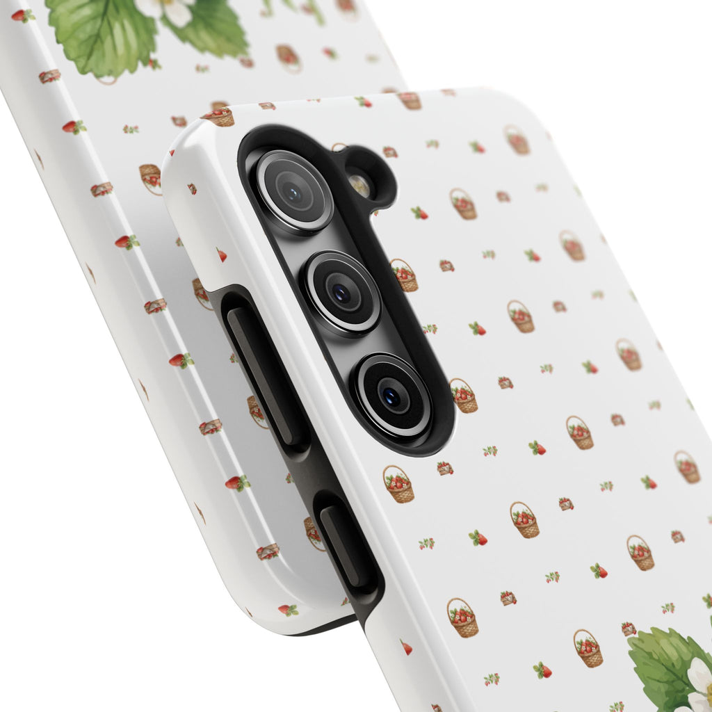 Strawberry Pattern Tough Phone Case — Vintage Botanical Fruit Design