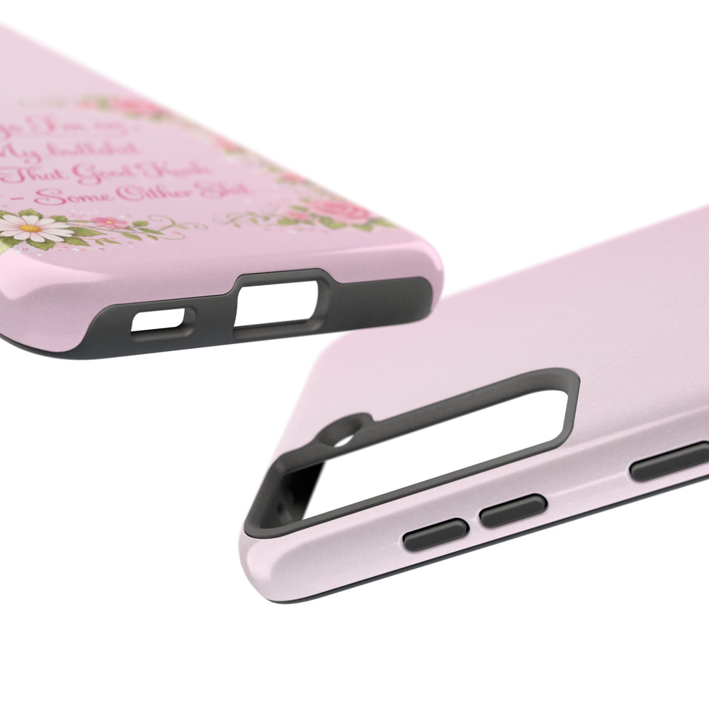 Tough Phone Case — Floral Script "Things I'm On" Protective Phone Cover