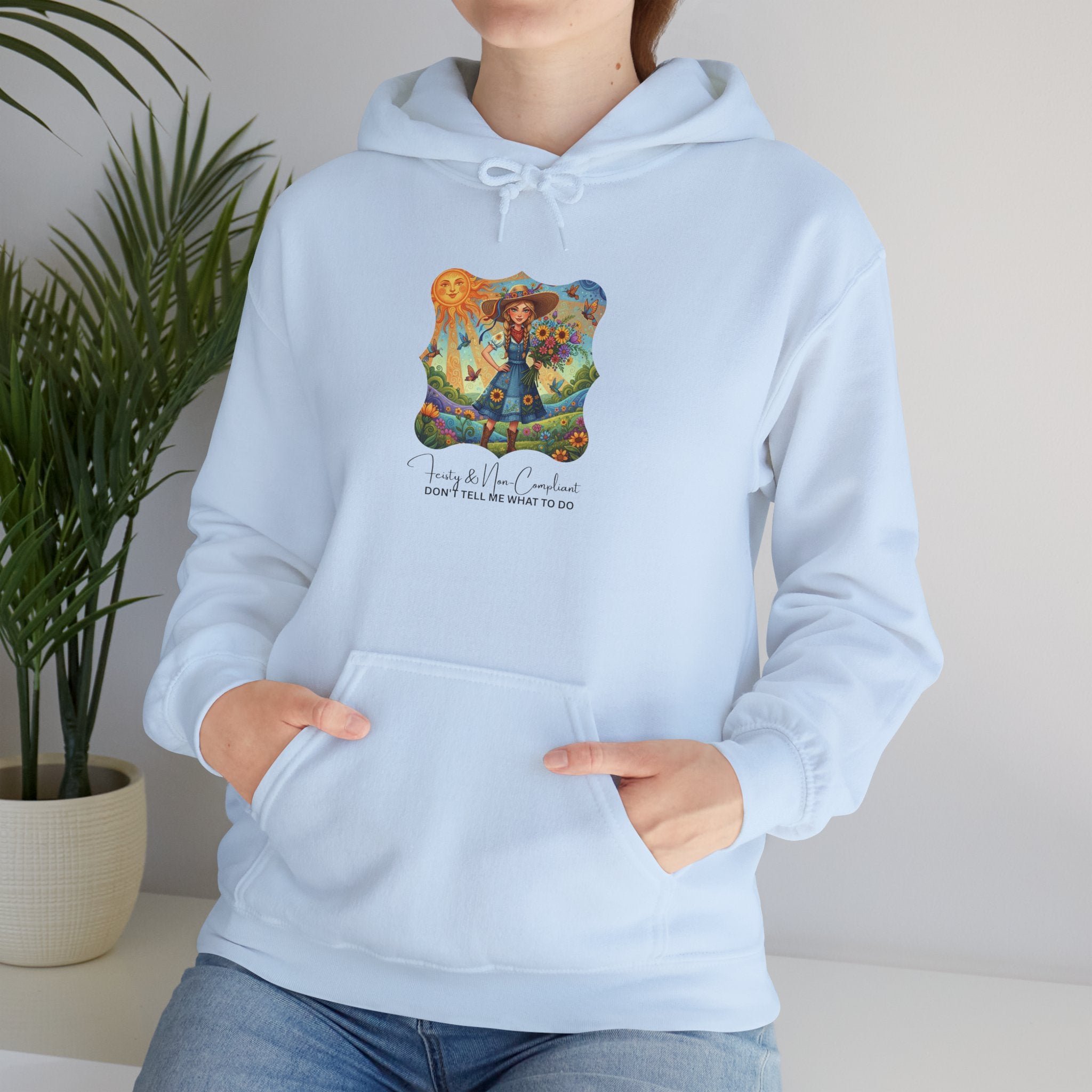 Whimsical Garden Hoodie — "FEISTY" Illustrated Comfort Sweatshirt