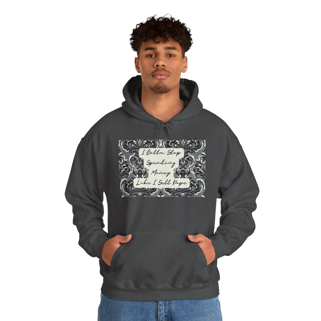 Quote Hoodie — "Gotta Stop" Baroque Print Graphic Pullover