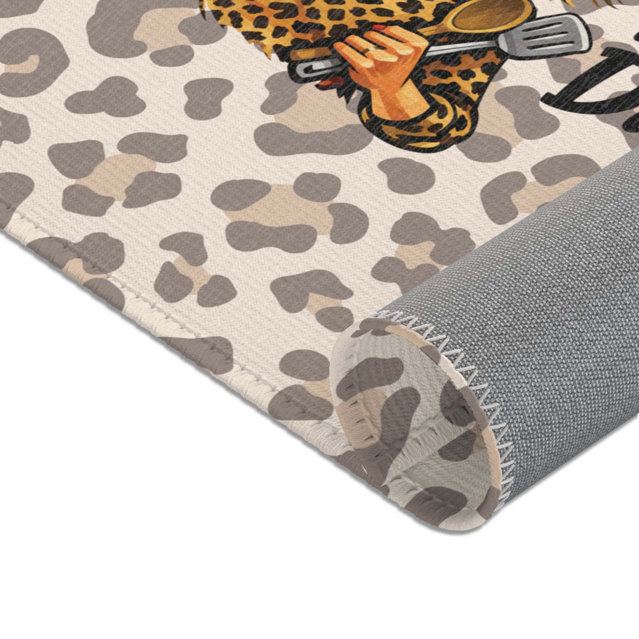 WTF What’s For Dinner Leopard Print Area Rug — Funny Wine Lover Kitchen Mat