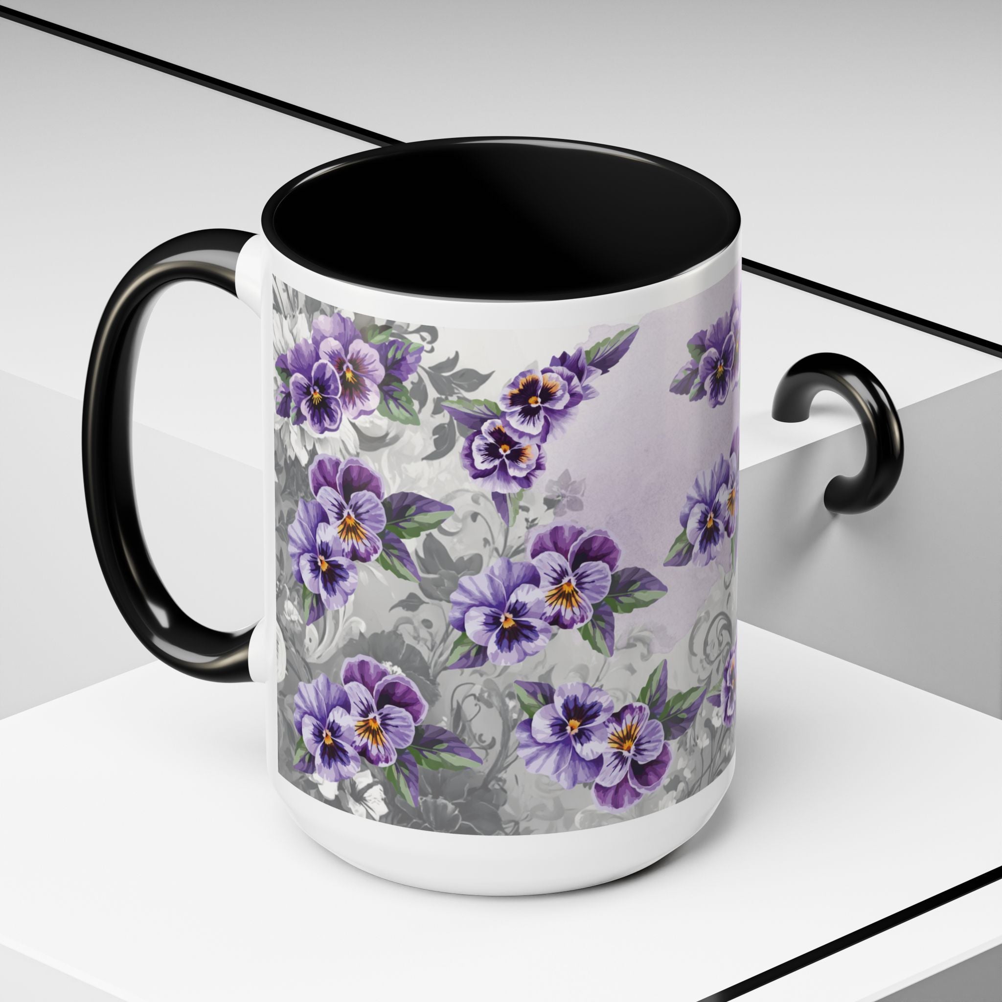 2 Cousins Creations Logo Floral Accent Coffee Mug — 15oz