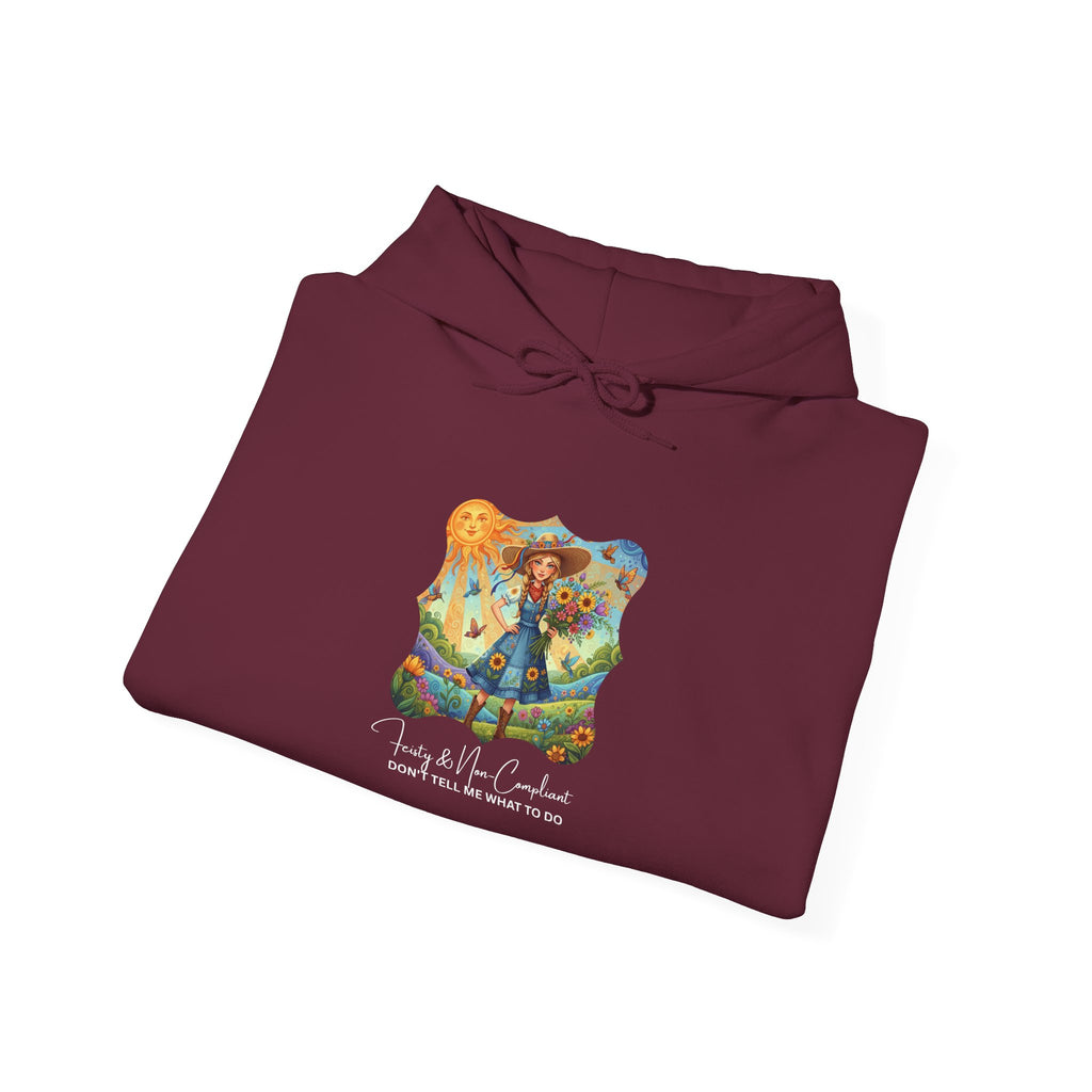 Whimsical Garden Hoodie — "FEISTY" Illustrated Comfort Sweatshirt