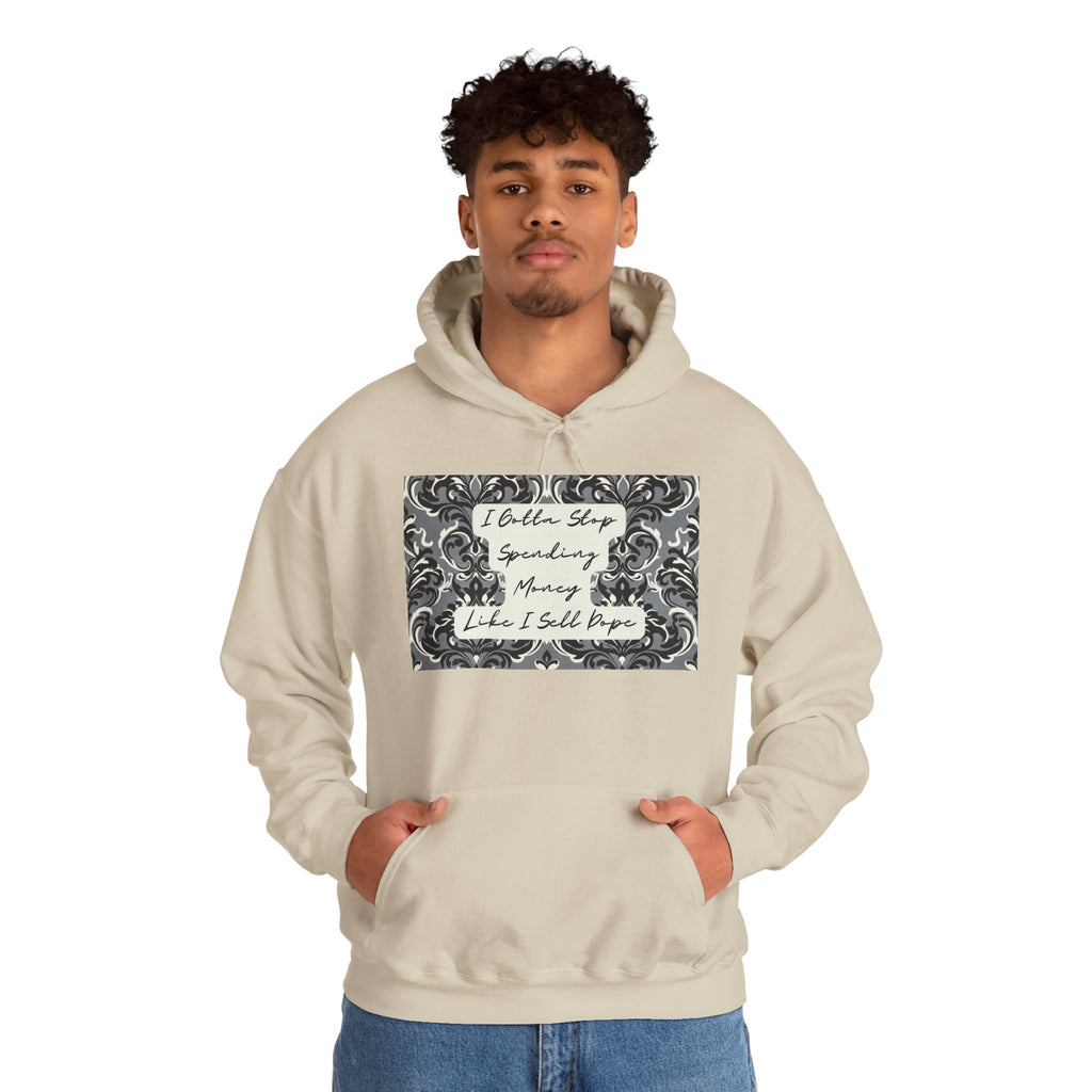 Quote Hoodie — "Gotta Stop" Baroque Print Graphic Pullover