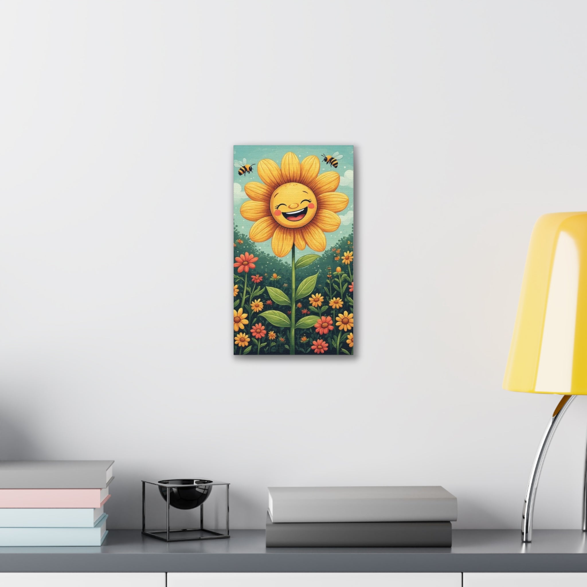 Happy Sunflower Canvas Wall Art — Cheerful Floral Nursery Decor