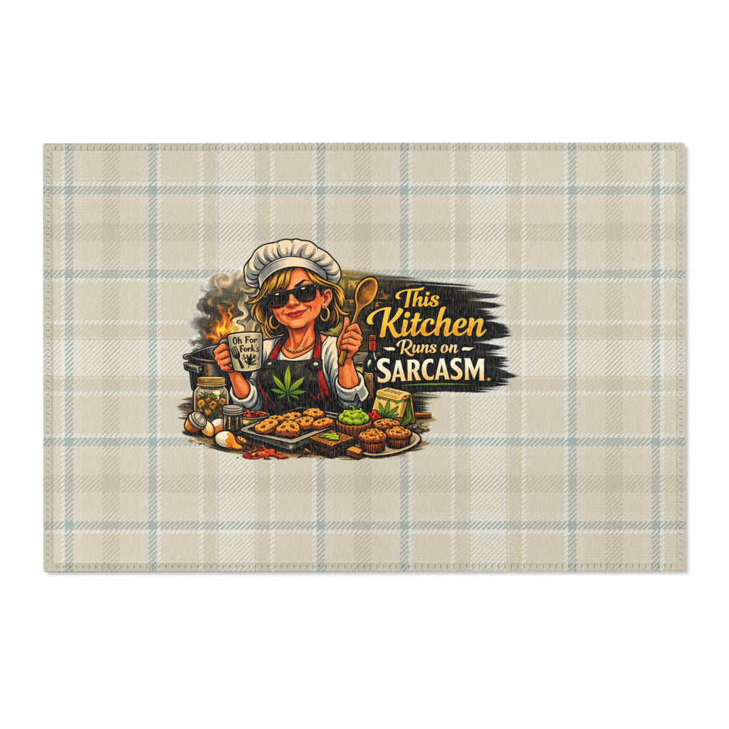 Kitchen Sarcasm Area Rug – Funny Chef Plaid Welcome Mat
