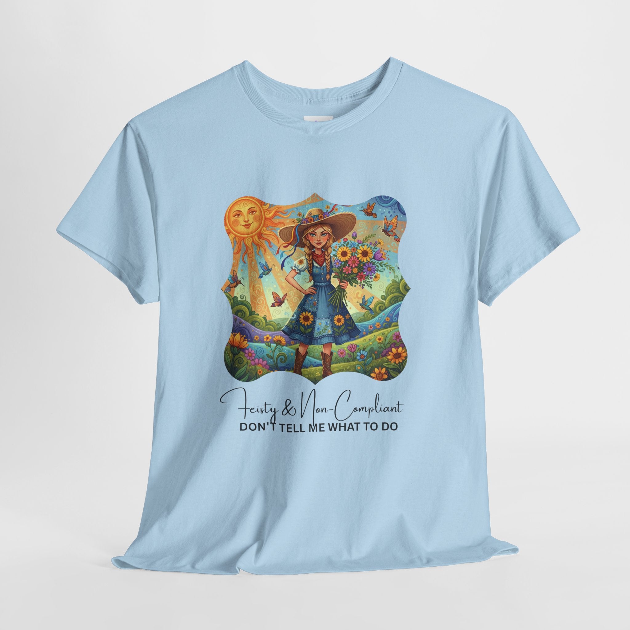 Summer Sunflower Scarecrow T-Shirt — "Don't Tell Me What To Do" Graphic Tee
