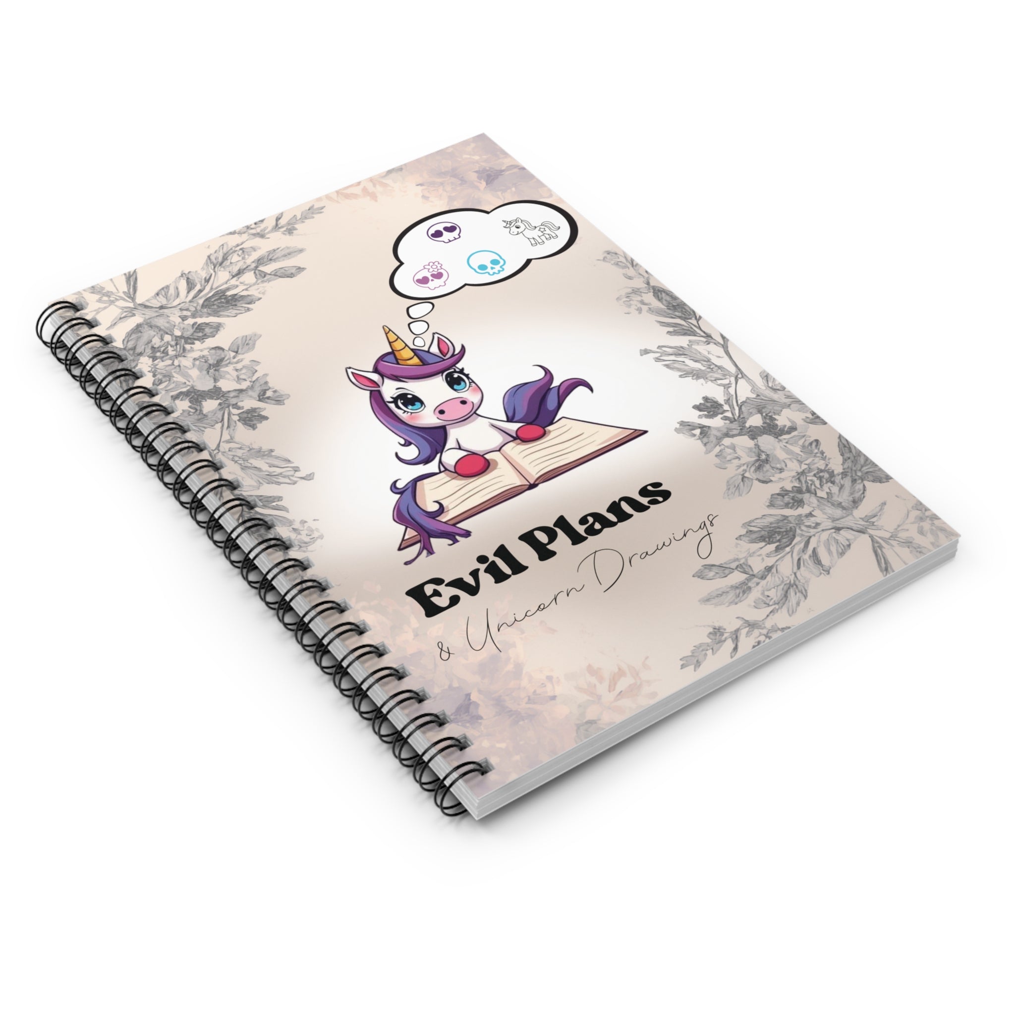 Evil Plans Unicorn Spiral Notebook — Ruled Journal for Notes & Sketches