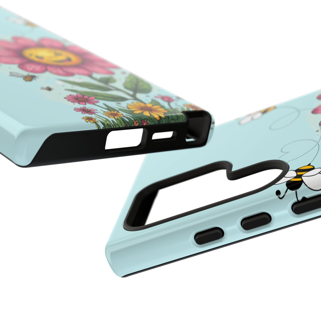 Cute Bee & Smiley Flower Phone Case — Floral Garden Protective Cover