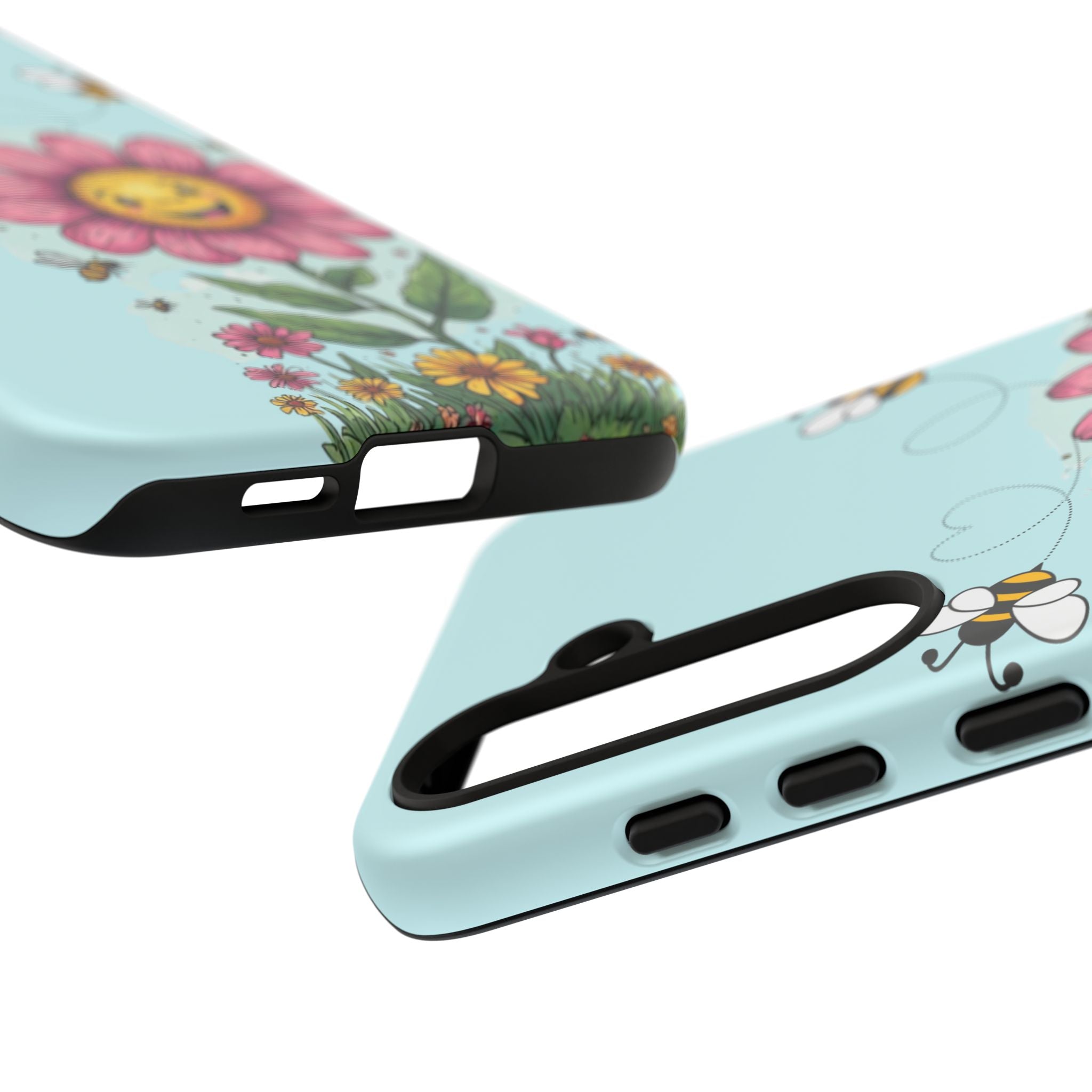 Cute Bee & Smiley Flower Phone Case — Floral Garden Protective Cover