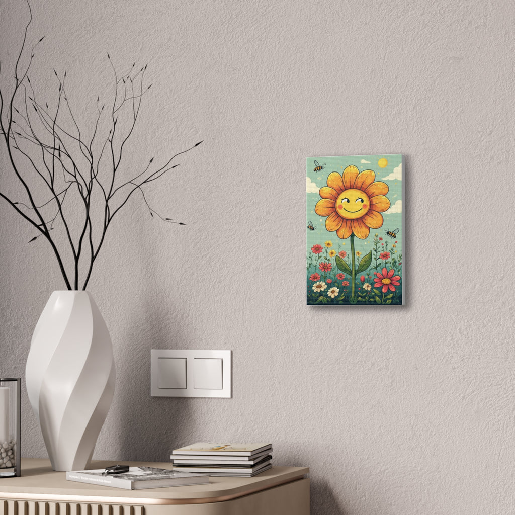 Smiling Sunflower Canvas Wall Art — Cheerful Floral Decor Print