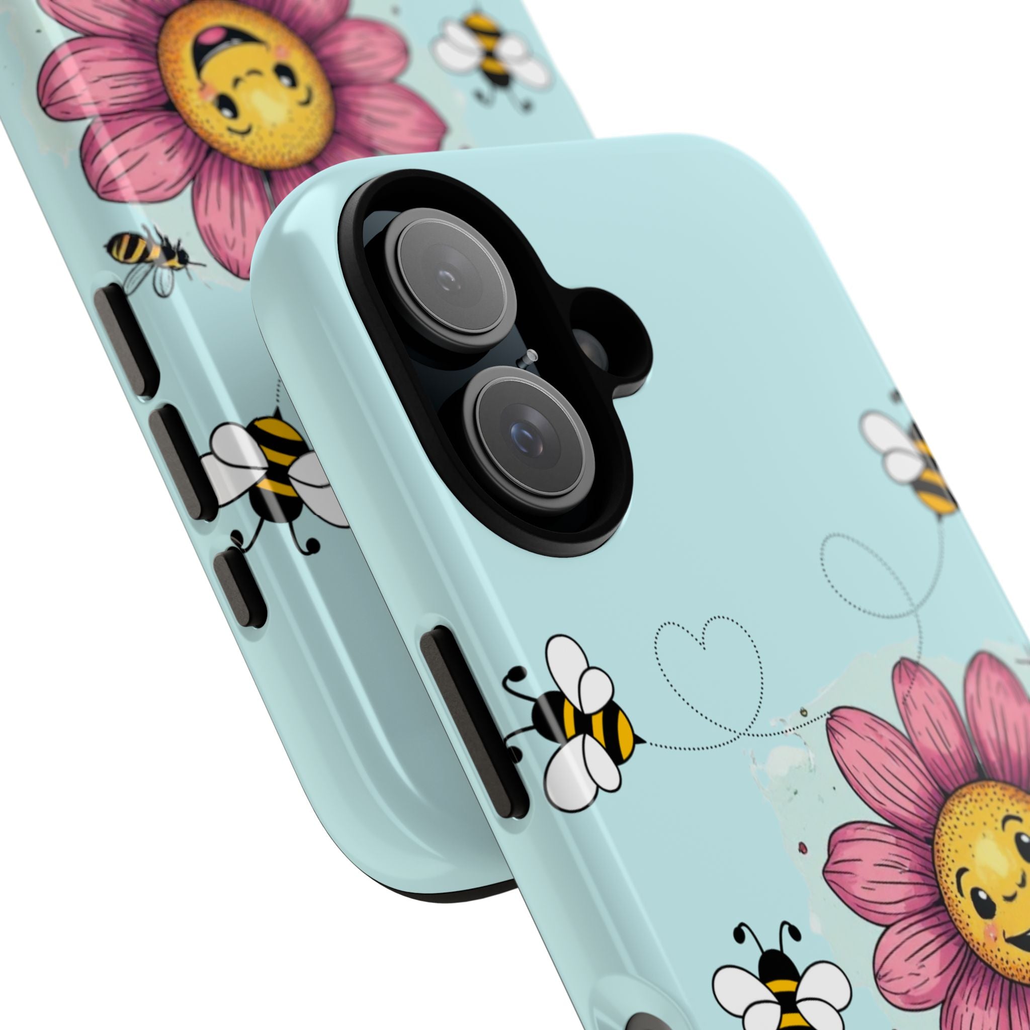 Cute Bee & Smiley Flower Phone Case — Floral Garden Protective Cover