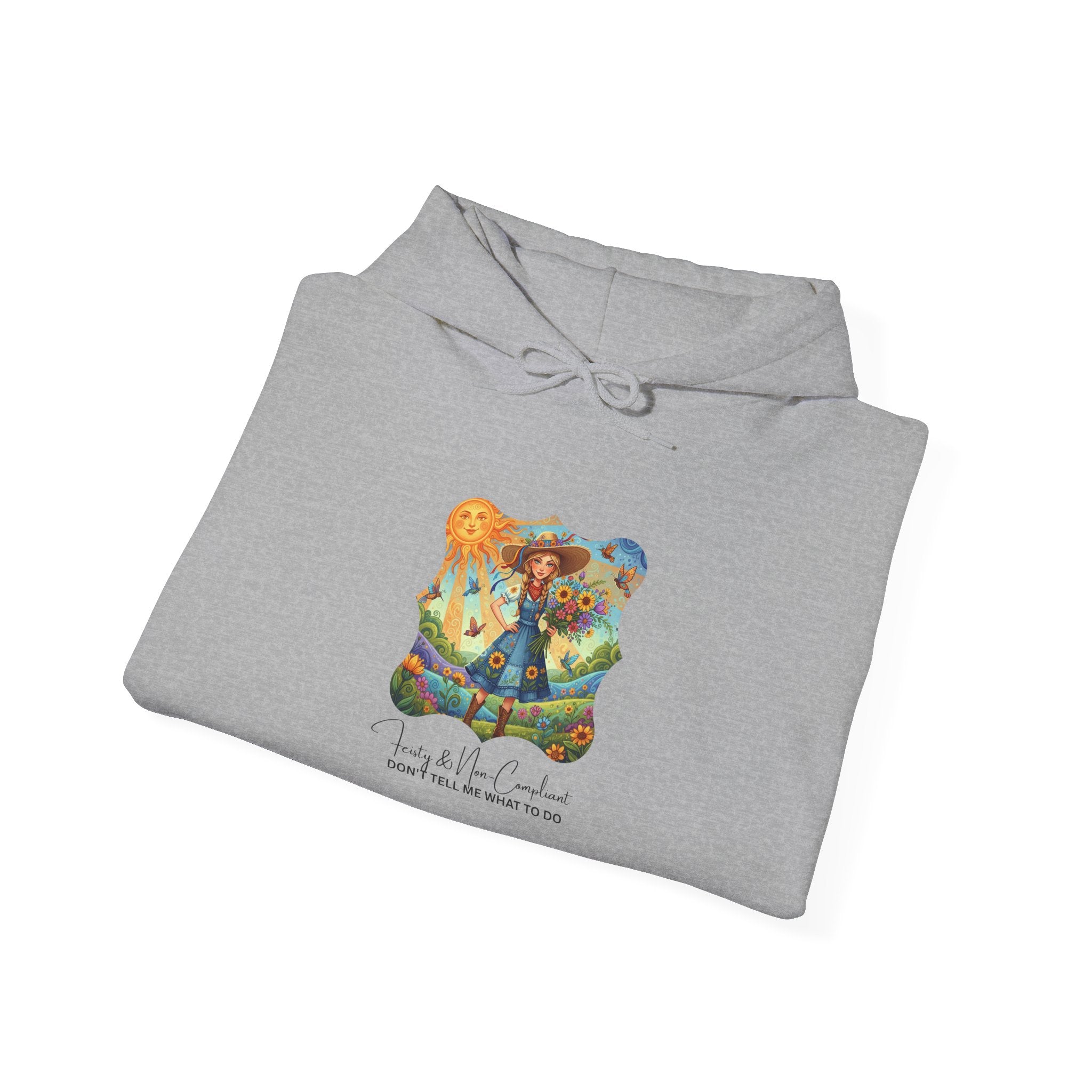 Whimsical Garden Hoodie — "FEISTY" Illustrated Comfort Sweatshirt