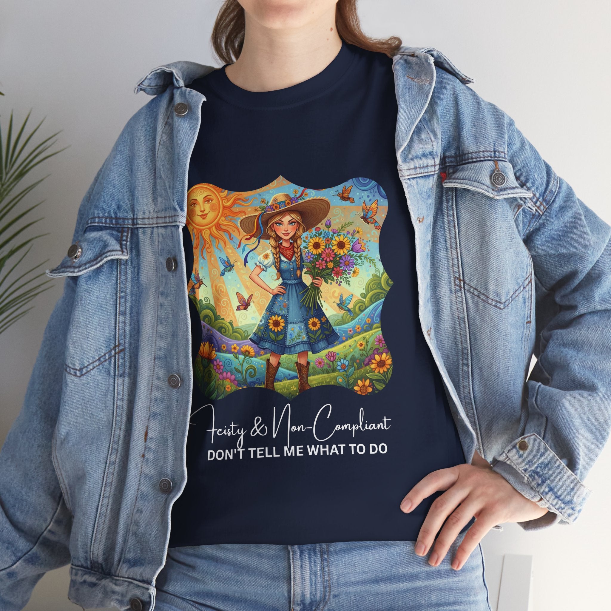 Summer Sunflower Scarecrow T-Shirt — "Don't Tell Me What To Do" Graphic Tee